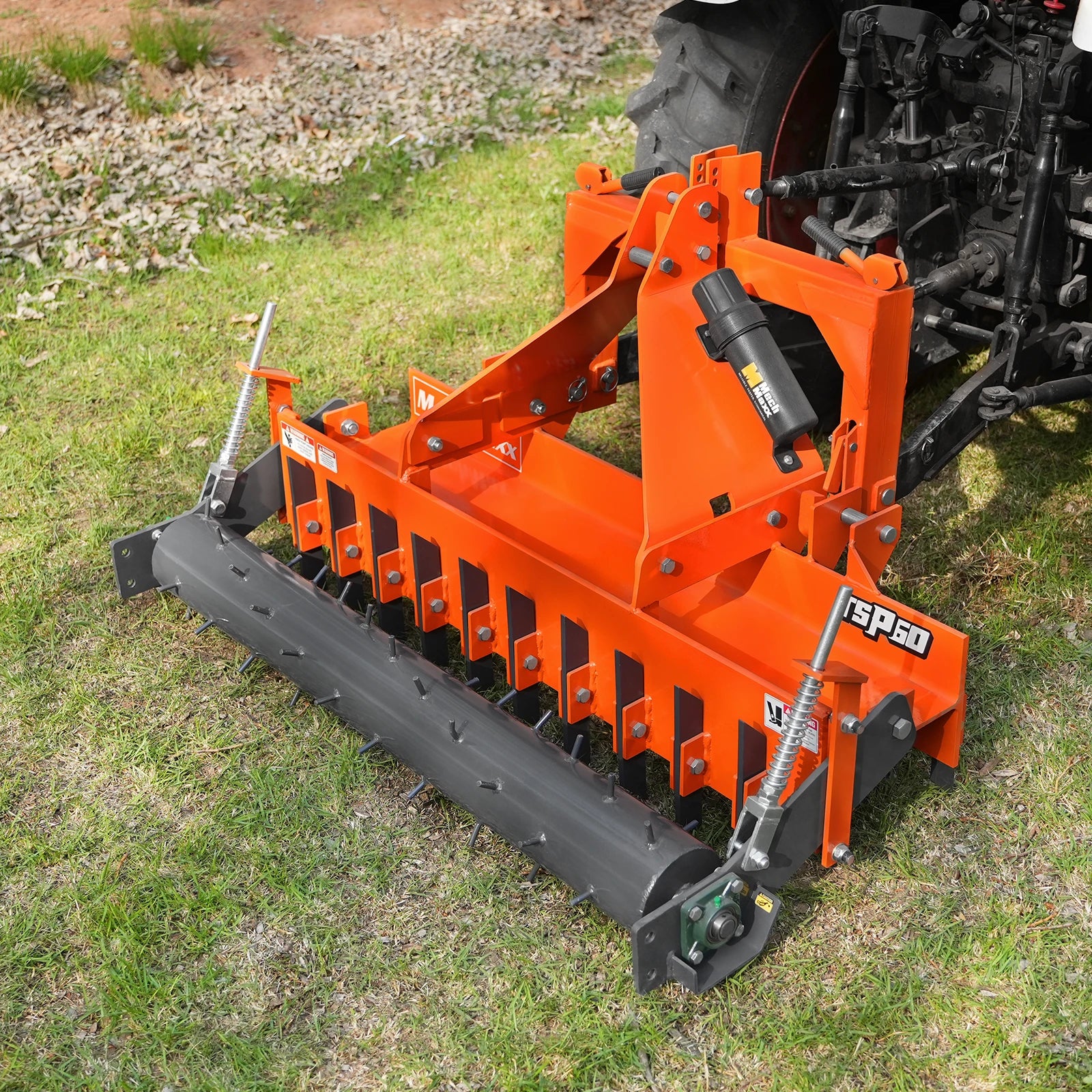 60" Heavy Duty Soil Pulverizer,  Single Spiked Roller,  21 Shanks,  Category 1 and 2,  3 Point Hitch Tractor Attachment,  TSP60 - Image 8