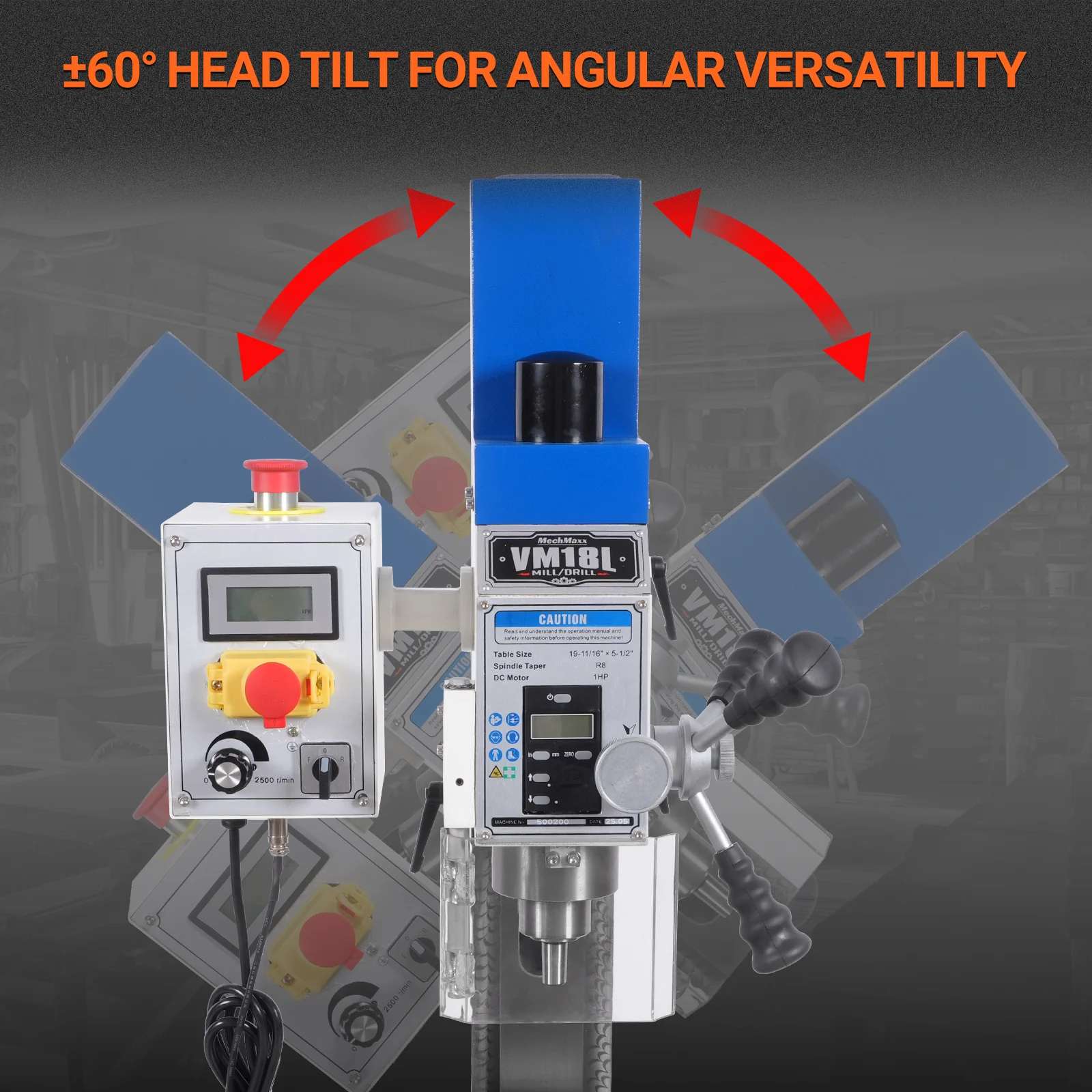 6"x20'' Benchtop Mill Drill Machine, Variable Speed, R8 Spindle, 1 HP, 110V, Brushless Motor Compact Milling Drilling Tool for Garage Shop - Image 4