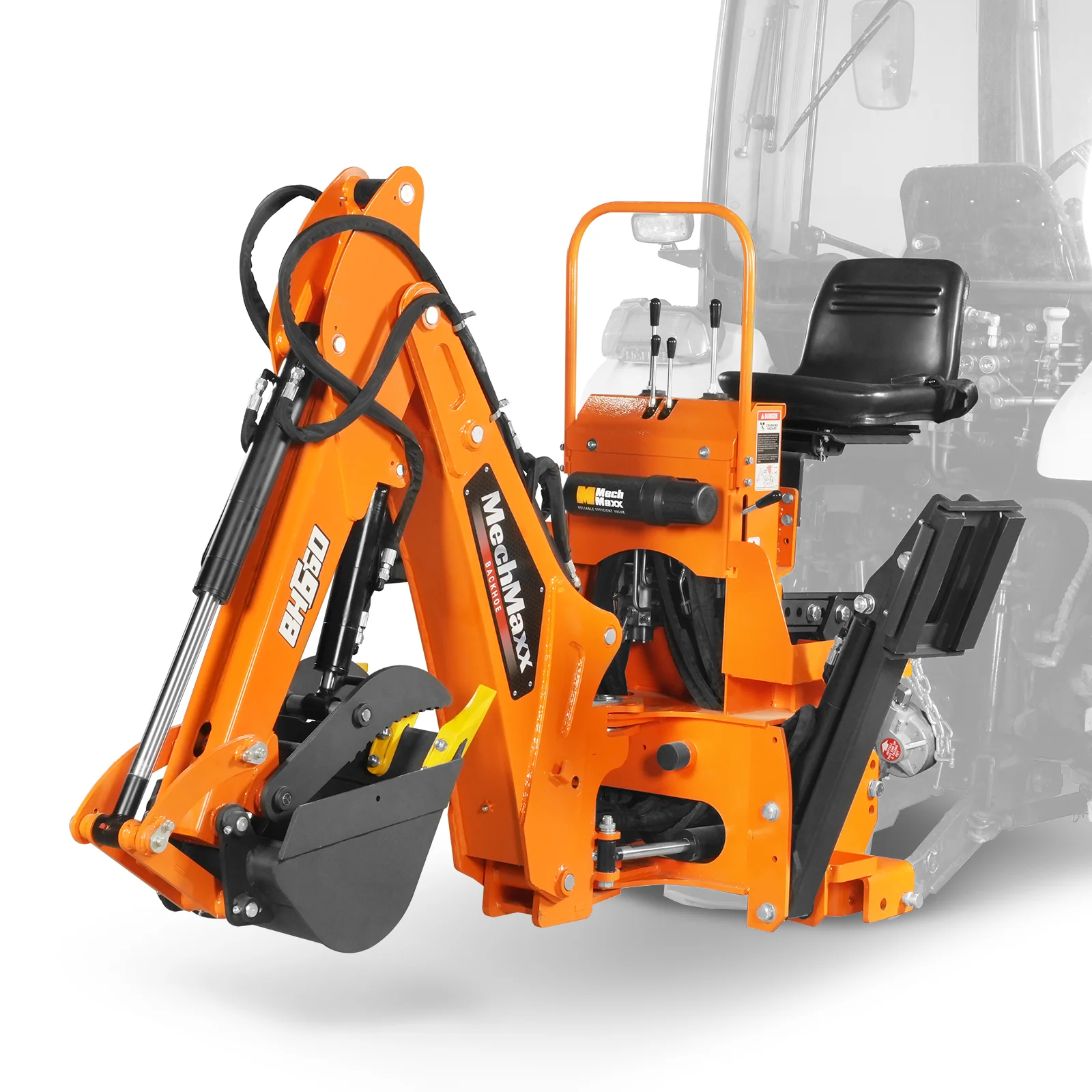 7' Tractor Backhoe Attachment with Hydraulic Thumb,  12" Bucket,  ISO/SAE Switchable Controls,  Self-Contained Hydraulic System,  3 Point Hitch Cat.1,  15-50 HP,  BH660H - Image 20