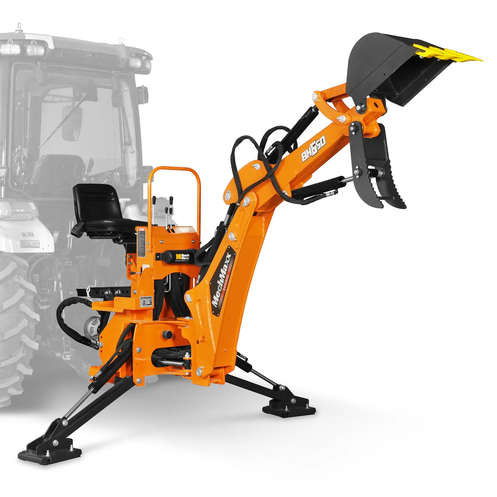 7' Tractor Backhoe Attachment with Hydraulic Thumb,  12" Bucket,  ISO/SAE Switchable Controls,  Self-Contained Hydraulic System,  3 Point Hitch Cat.1,  15-50 HP,  BH660H - Image 21