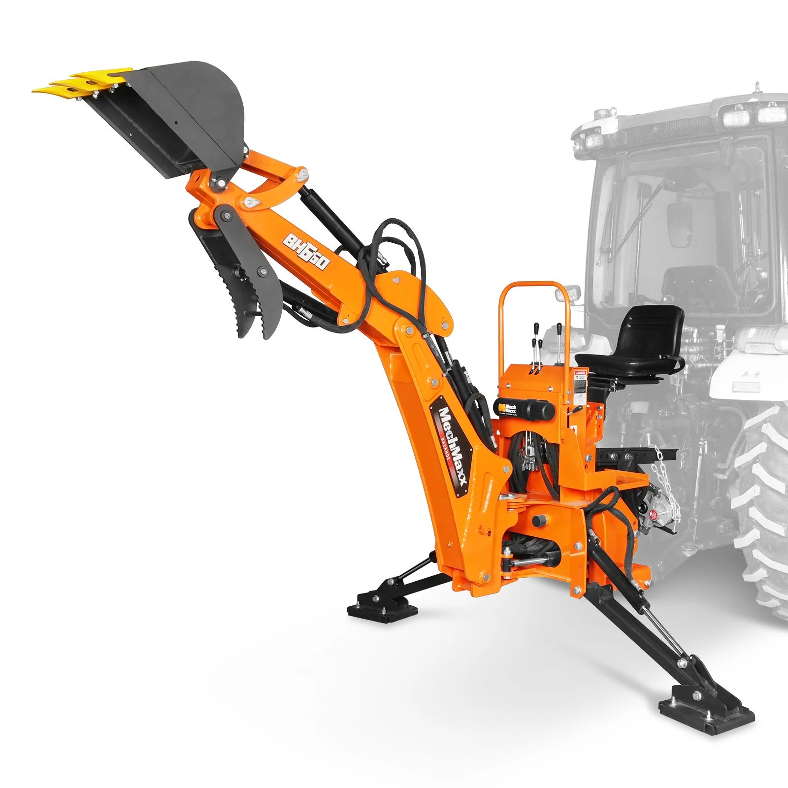 7' Tractor Backhoe Attachment with Hydraulic Thumb,  12" Bucket,  ISO/SAE Switchable Controls,  Self-Contained Hydraulic System,  3 Point Hitch Cat.1,  15-50 HP,  BH660H - Image 22