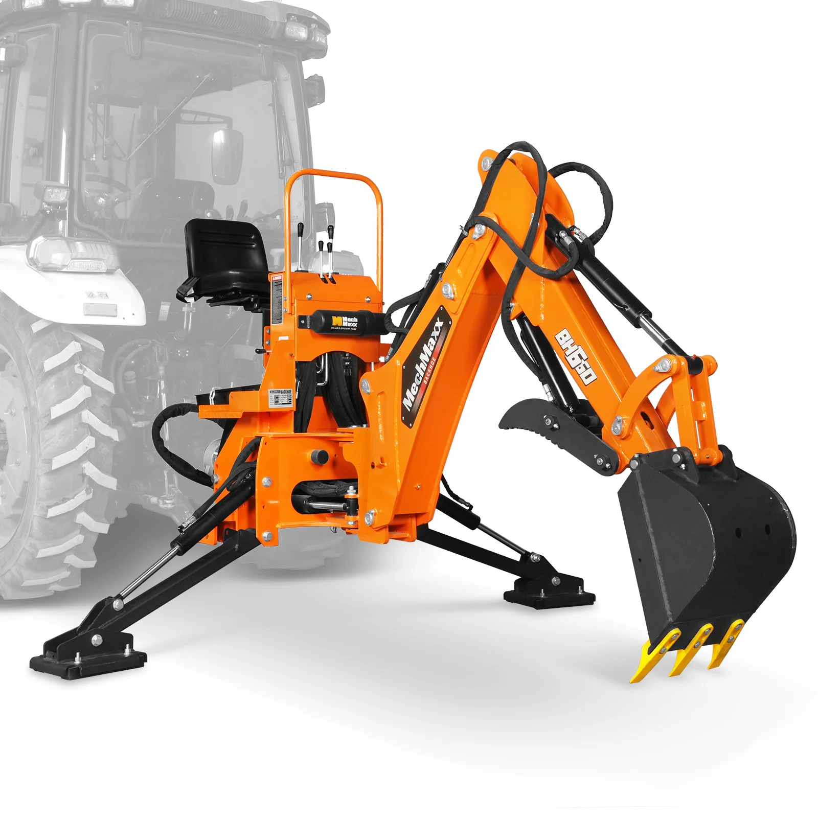 7' Tractor Backhoe Attachment with Hydraulic Thumb,  12" Bucket,  ISO/SAE Switchable Controls,  Self-Contained Hydraulic System,  3 Point Hitch Cat.1,  15-50 HP,  BH660H - Image 23