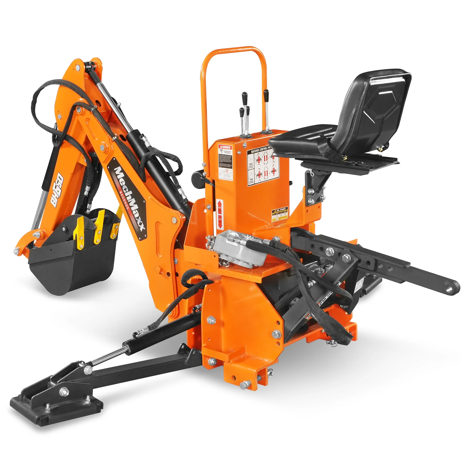 7' Tractor Backhoe Attachment with Hydraulic Thumb,  12" Bucket,  ISO/SAE Switchable Controls,  Self-Contained Hydraulic System,  3 Point Hitch Cat.1,  15-50 HP,  BH660H - Image 28