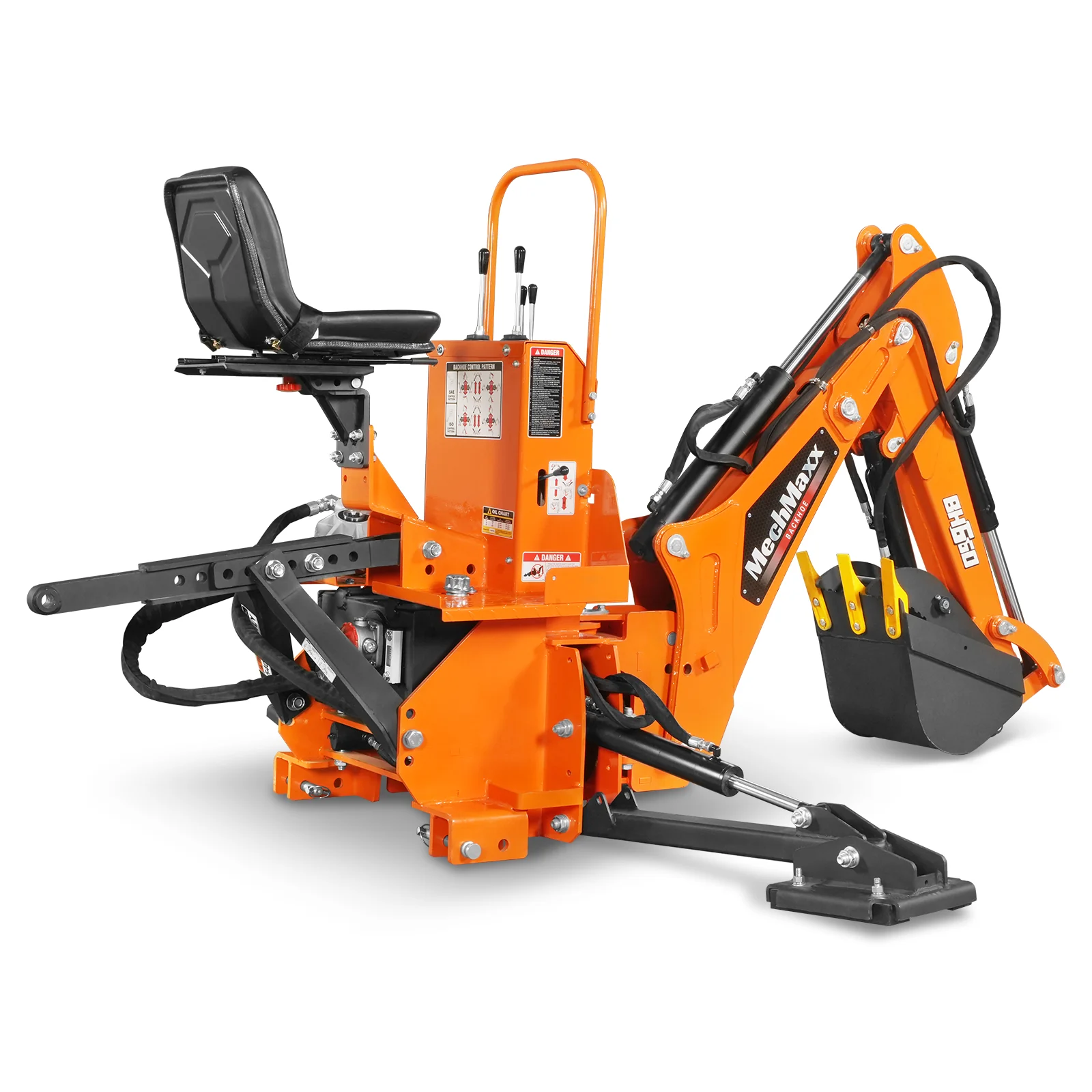 7' Tractor Backhoe Attachment with Hydraulic Thumb,  12" Bucket,  ISO/SAE Switchable Controls,  Self-Contained Hydraulic System,  3 Point Hitch Cat.1,  15-50 HP,  BH660H - Image 30