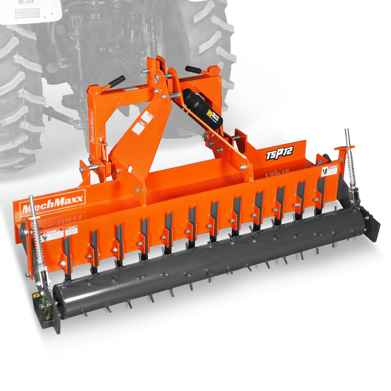 72" Heavy Duty Soil Pulverizer,  Single Spiked Roller,  25 Shanks,  Category 1 and 2,  3 Point Hitch Tractor Attachment,  TSP72 - Image 7