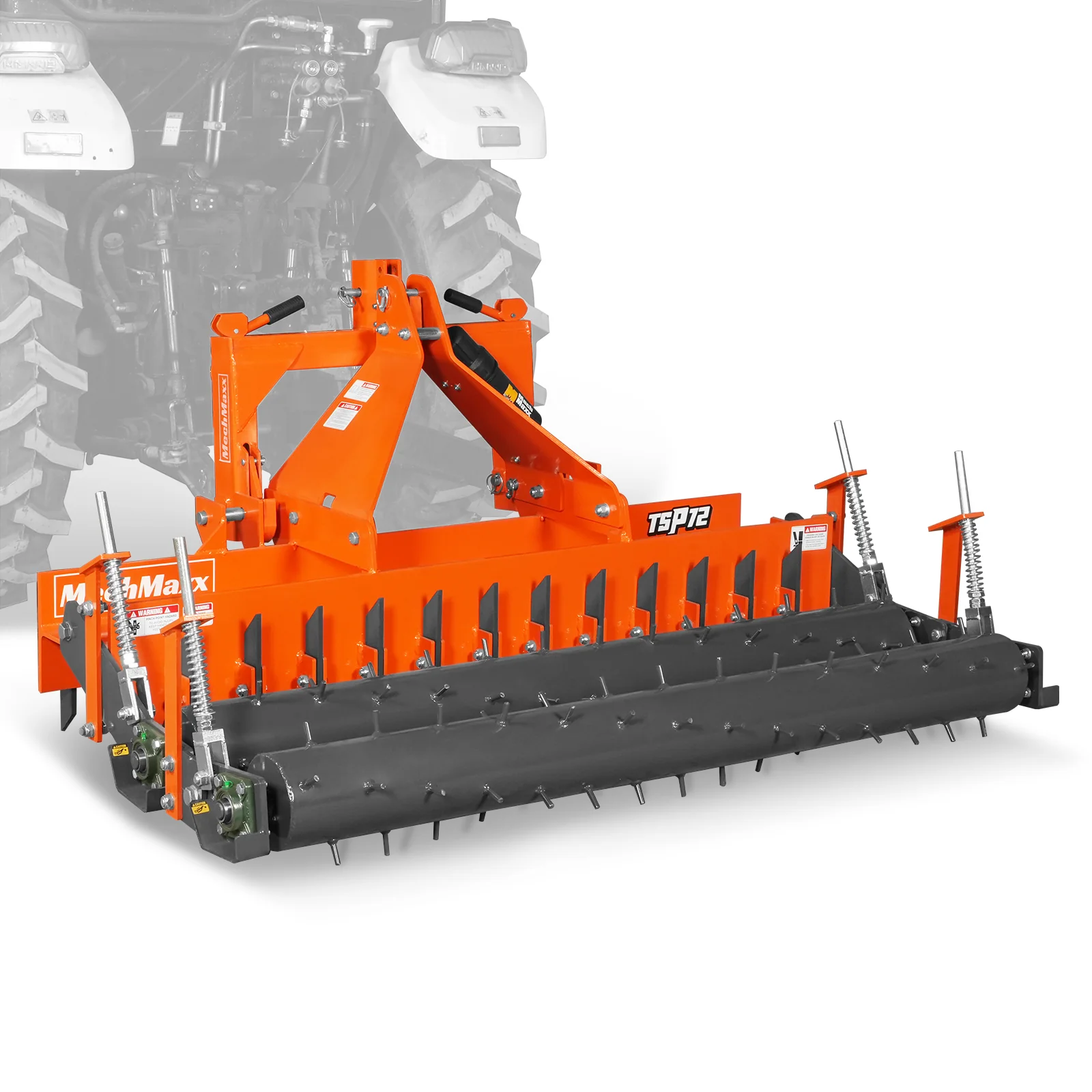 72" Heavy Duty Soil Pulverizer,  Double Spiked Roller,  25 Shanks,  Category 1 and 2,  3 Point Hitch Tractor Attachment,  TSP72D - Image 7
