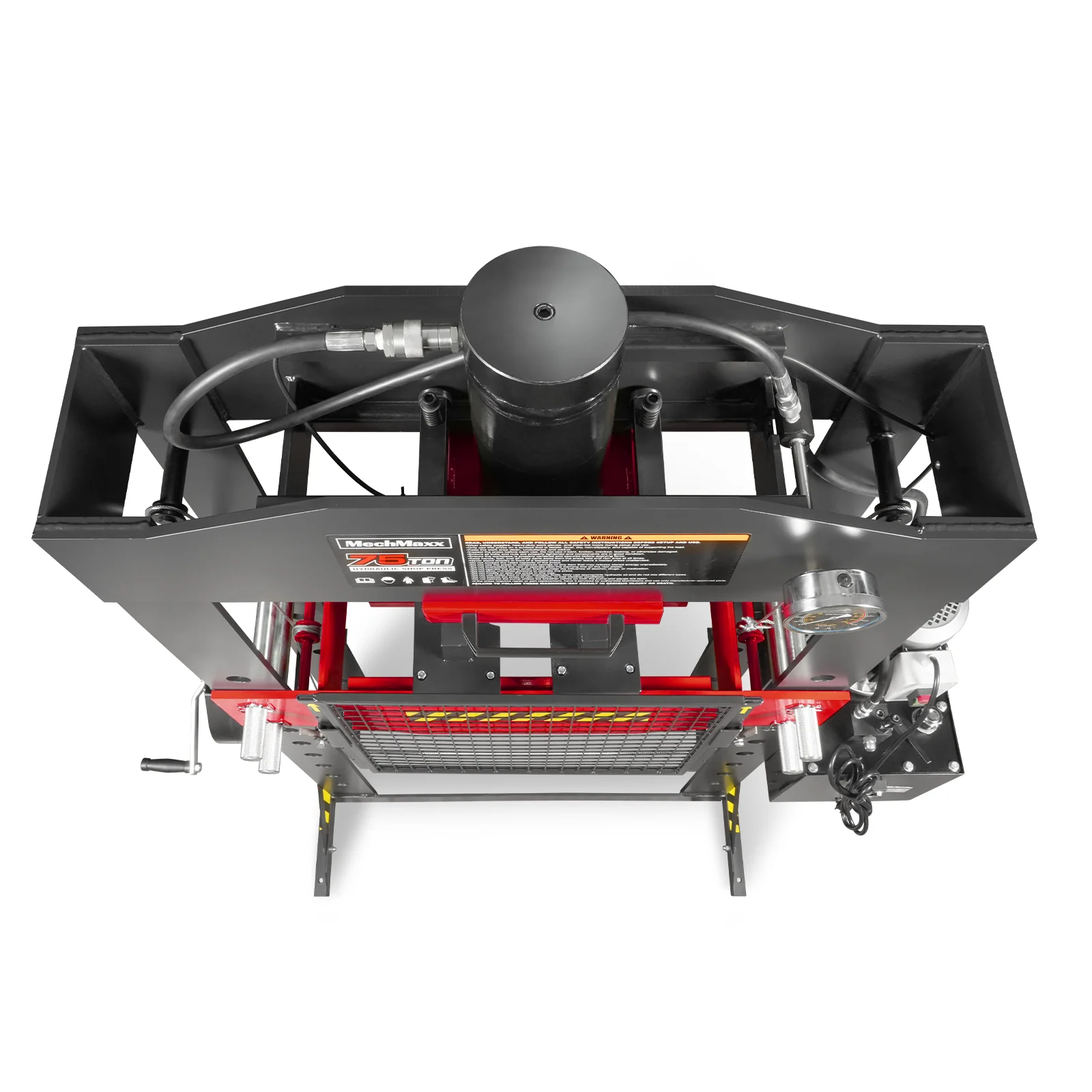 75 Ton H-Frame Electric Hydraulic Shop Press with Hand Winch, 110V Motor, Fully Welded Steel Frame, Safety Guard, Foot Pedal Control, HSP75E - Image 10
