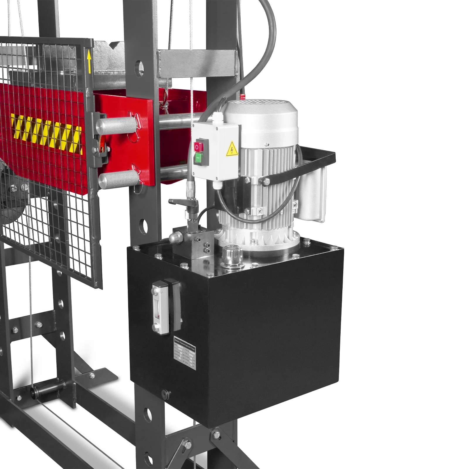 75 Ton H-Frame Electric Hydraulic Shop Press with Hand Winch, 110V Motor, Fully Welded Steel Frame, Safety Guard, Foot Pedal Control, HSP75E - Image 16