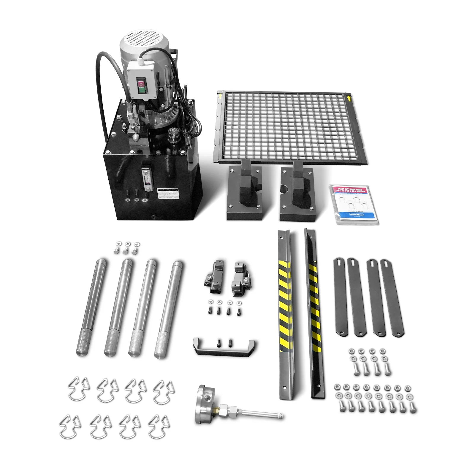 75 Ton H-Frame Electric Hydraulic Shop Press with Hand Winch, 110V Motor, Fully Welded Steel Frame, Safety Guard, Foot Pedal Control, HSP75E - Image 18