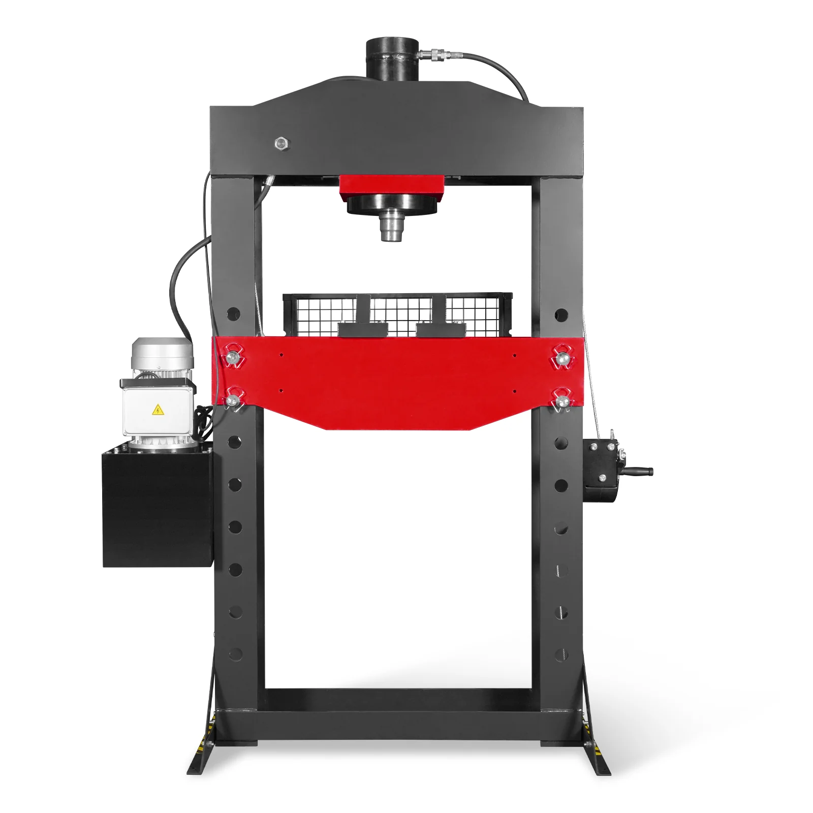 75 Ton H-Frame Electric Hydraulic Shop Press with Hand Winch, 110V Motor, Fully Welded Steel Frame, Safety Guard, Foot Pedal Control, HSP75E - Image 22