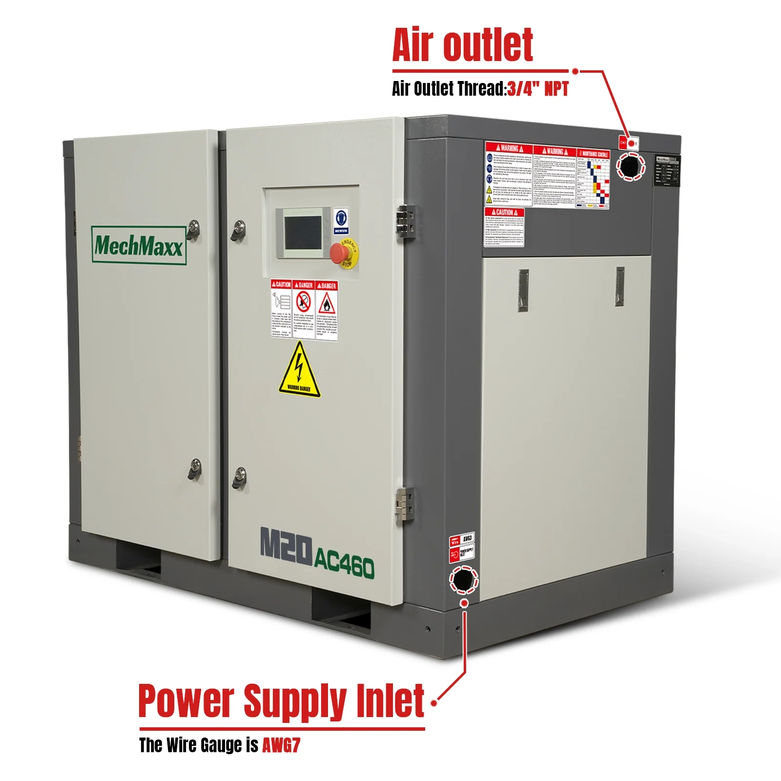 20HP Rotary Screw Air Compressor - 78 CFM,  116 PSI,  460V 3-Phase | Industrial-Grade - Image 3