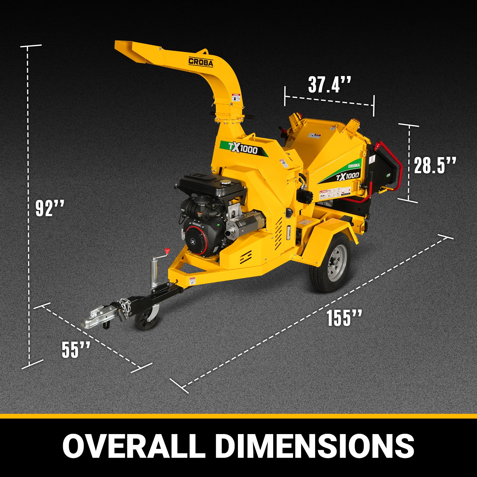 35hp 1000cc ZONSEN E-Start 8 inch Gas Powered Commerical Wood Chipper with Intelligent Hydraulic Feeding System ,  CROBA TX1000 - Image 3