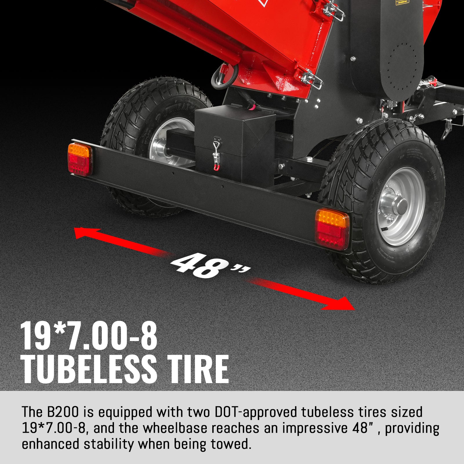 8 inch HONDA E-Start 688cc 22hp Gas Powered 4 - Wheel Drum Wood Chipper with Taillight ,  B200 - Image 6