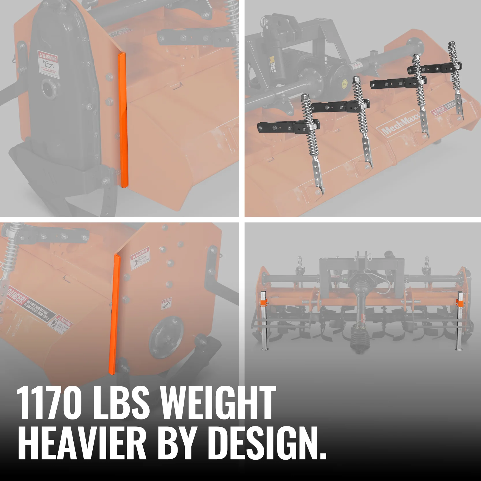 80 in Heavy Duty Rotary Tiller, 3 Point Hitch Cat.2, Gear Drive, PTO Shaft Included with Slip Clutch, 40-80 HP, HRT80 - Image 4