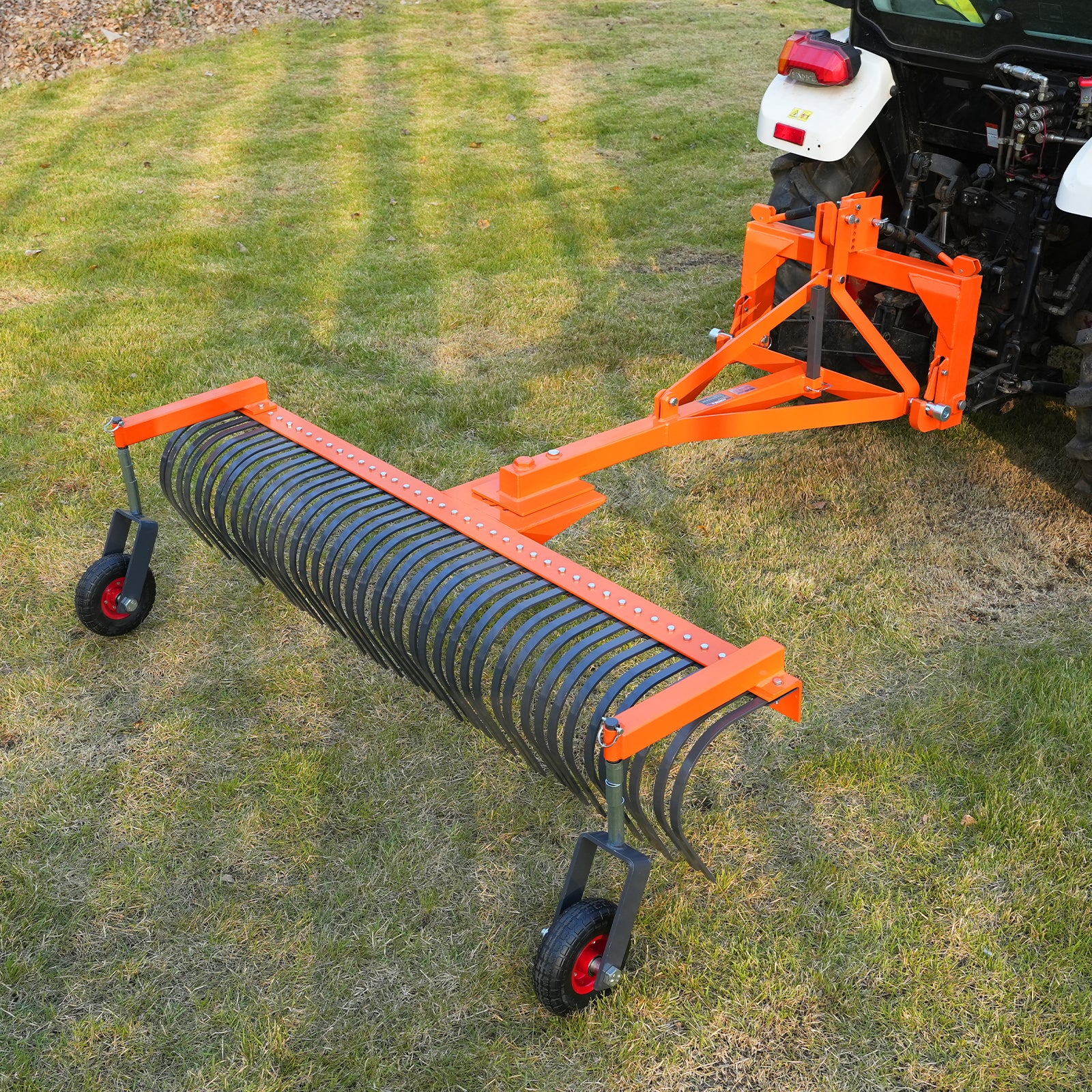 84" Landscape Rake with Bolt-On Wheels & 42 Tines 3 Point Hitch Tractor Attachment,  LR84W - Image 5