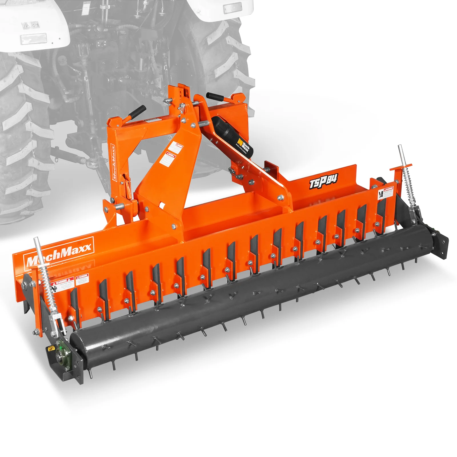 84" Heavy Duty Soil Pulverizer,  Single Spiked Roller,  29 Shanks,  Category 1 and 2,  3 Point Hitch Tractor Attachment,  TSP84 - Image 7