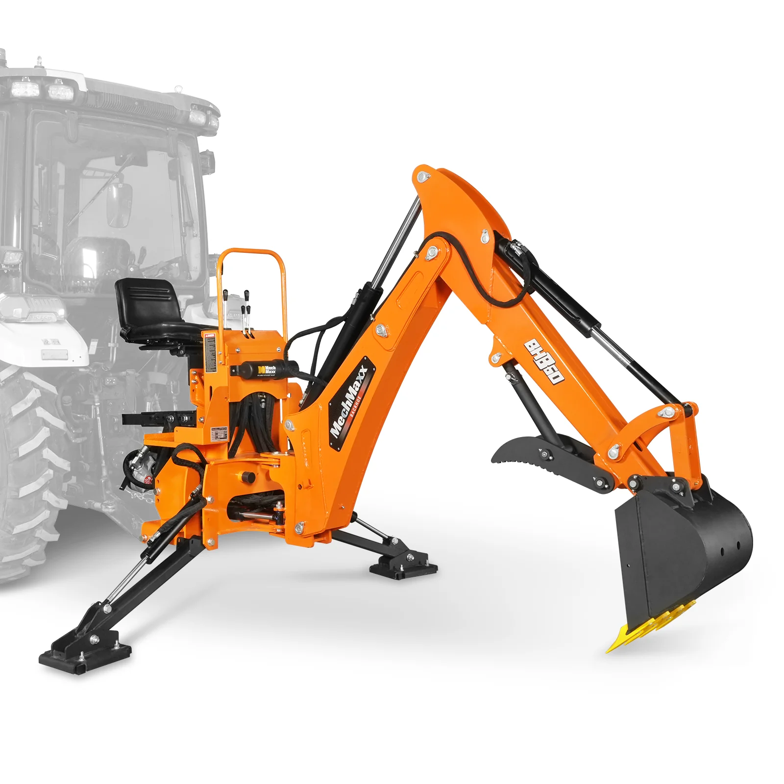 9' Tractor Backhoe Attachment with Mechanical Thumb,  15" Bucket,  ISO/SAE Switchable Controls,  Self-Contained Hydraulic System,  3 Point Hitch Cat.1 & 2,  25-100 HP,  BH860M - Image 22