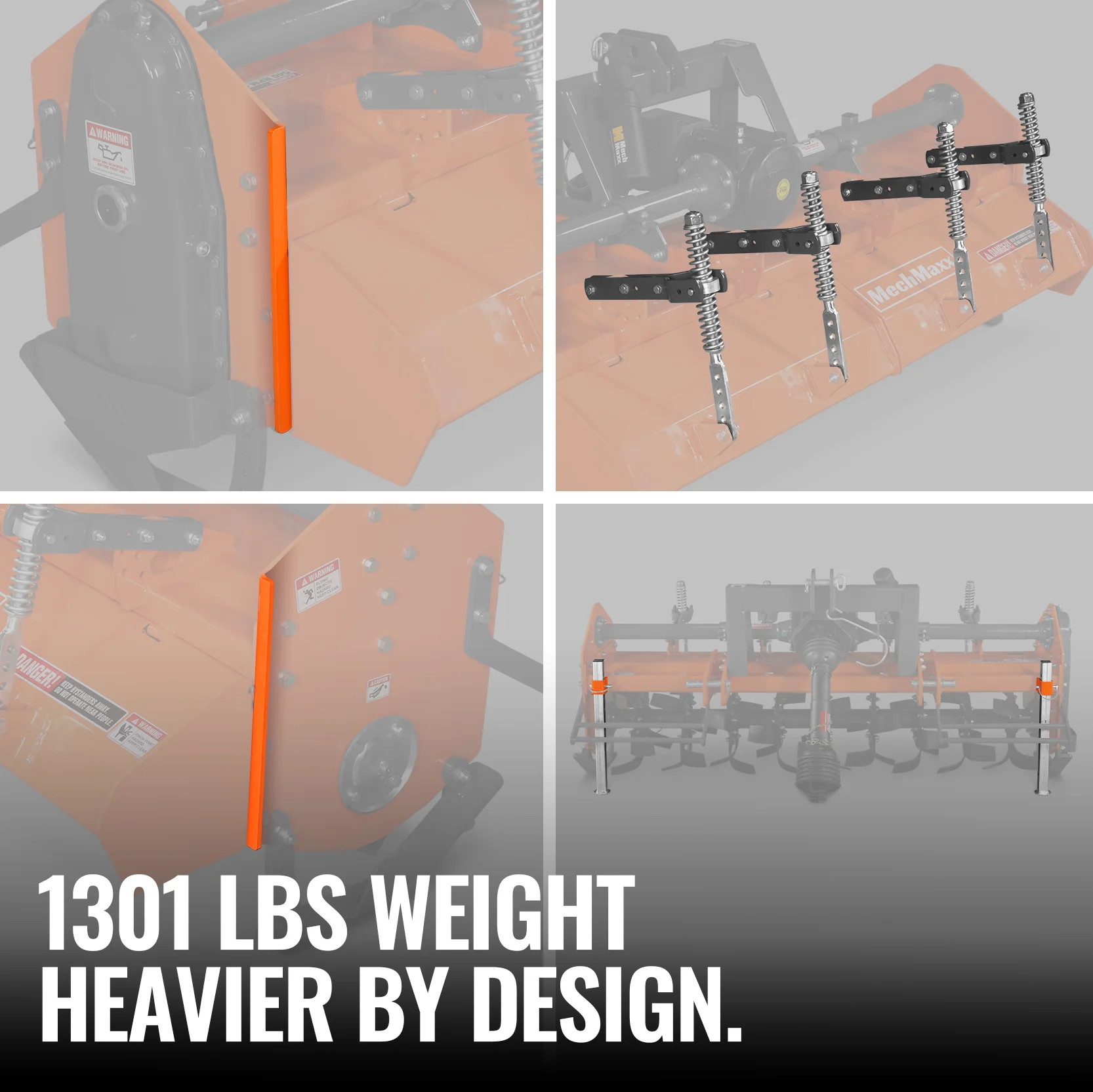 90 in Heavy Duty Rotary Tiller, 3 Point Hitch Cat.2, Gear Drive, PTO Shaft Included with Slip Clutch, 50-90 HP, HRT90 - Image 4