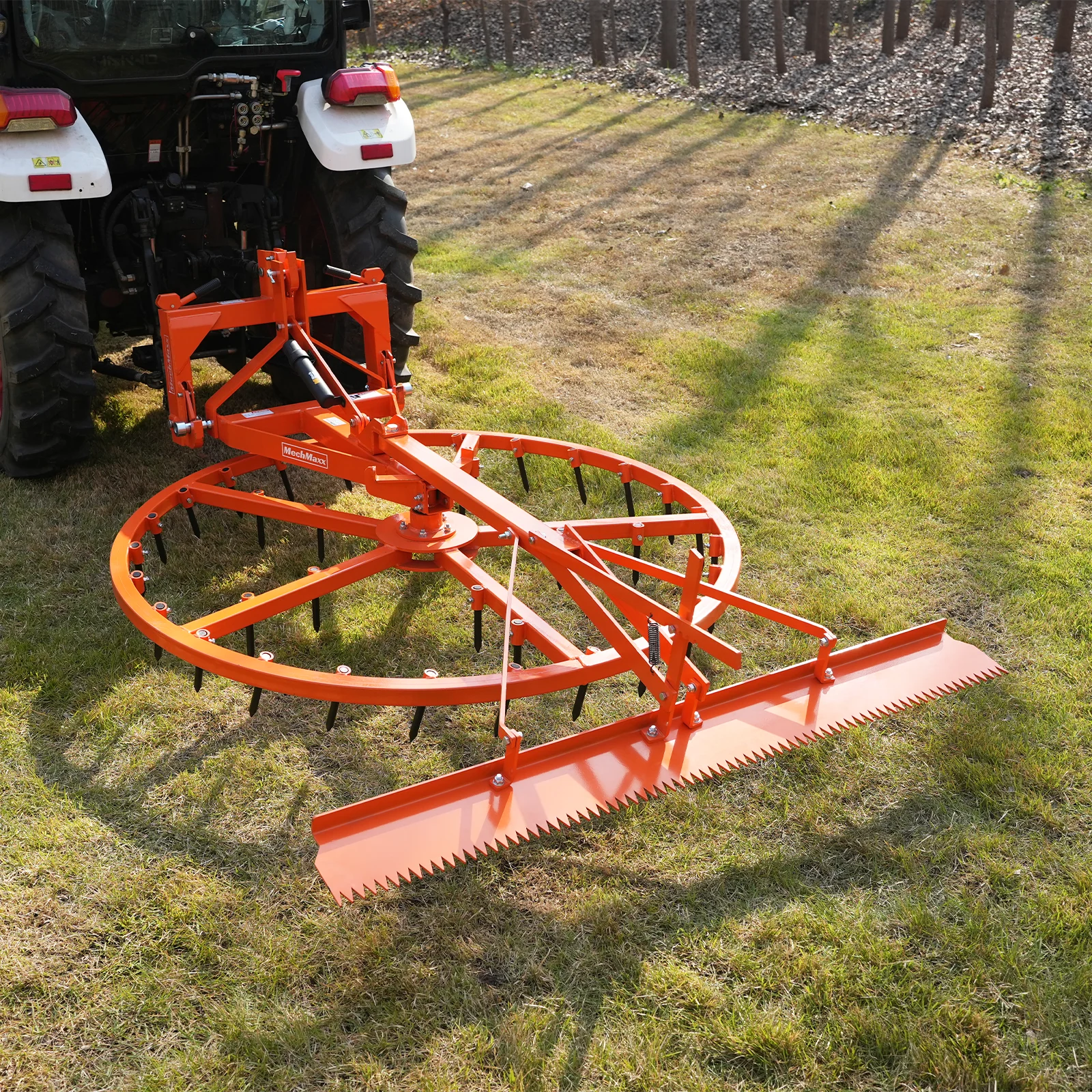72" Arena Spin Harrow Groomer with 35 Tines and Rake Cat.1 3 Point Hitch Grooming Attachment,  AHG72R - Image 3