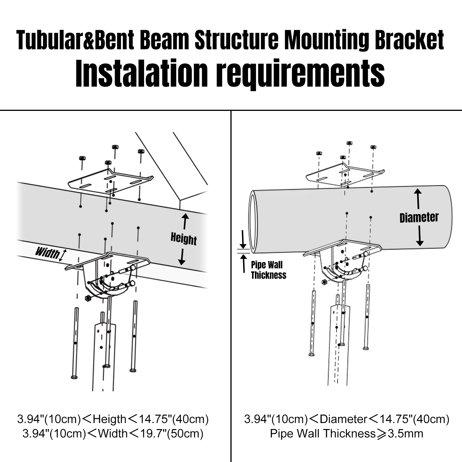 Tubular&Bent Beam Structure Mounting Bracket-Optional Accessory for Installation - Image 2