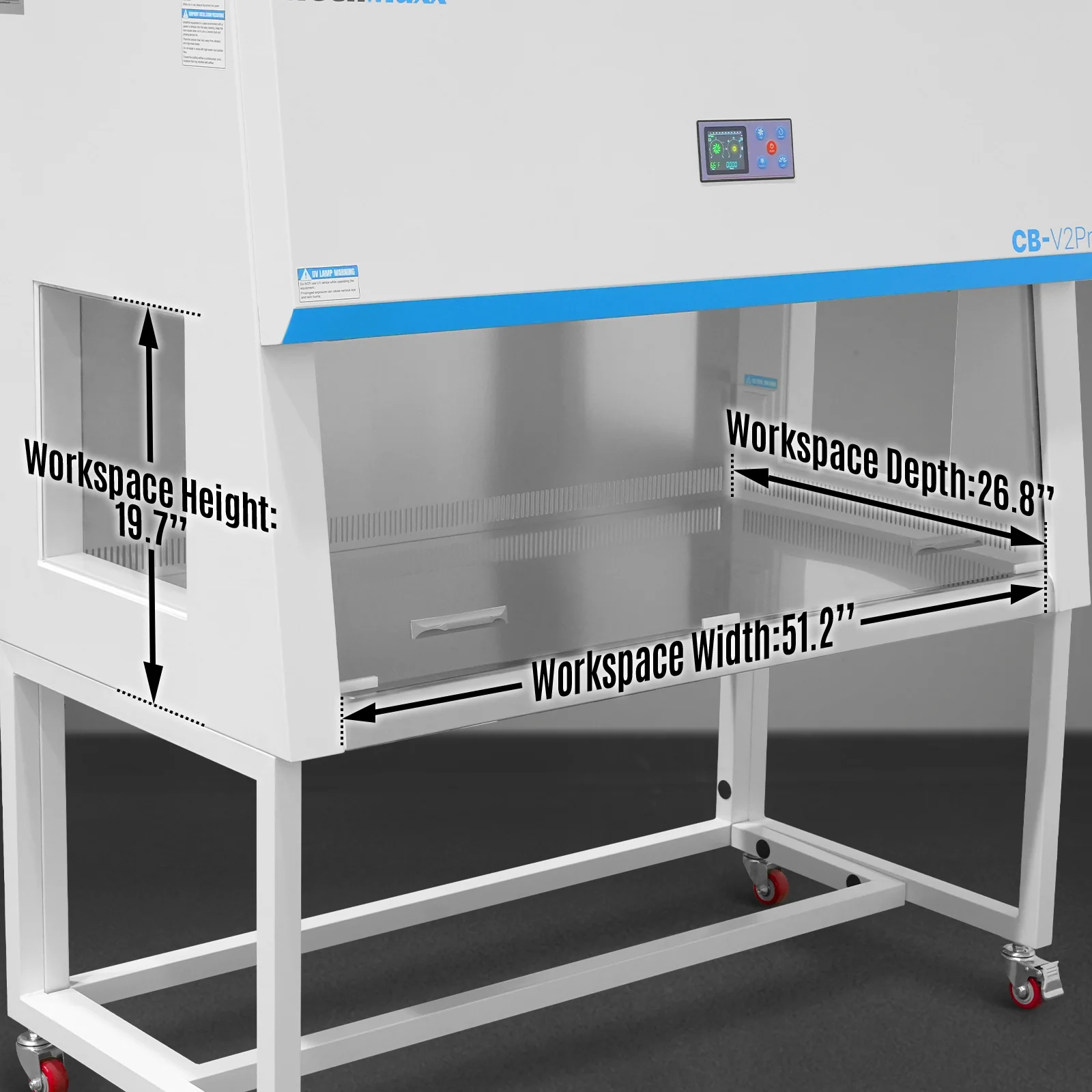 57.5″ Wide CB-V2Pro Vertical Laminar Flow Clean Bench with HEPA Filtration & UV Sterilization | ISO Class 5 - Image 3