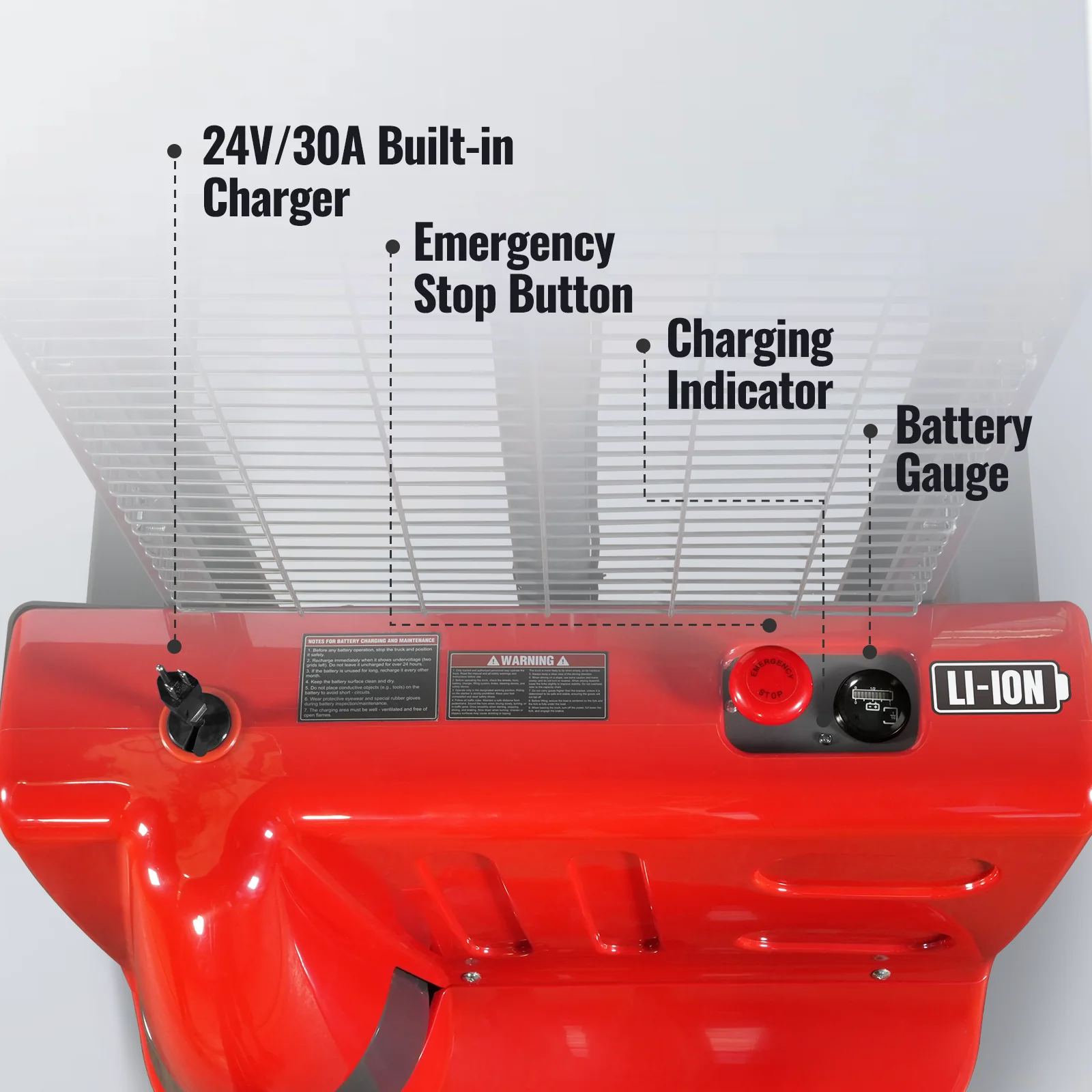 2640lbs Lithium-ion Electric Straddle Stacker,  138" Lift,  Adjustable Legs & Forks,  F26-138S - Image 7