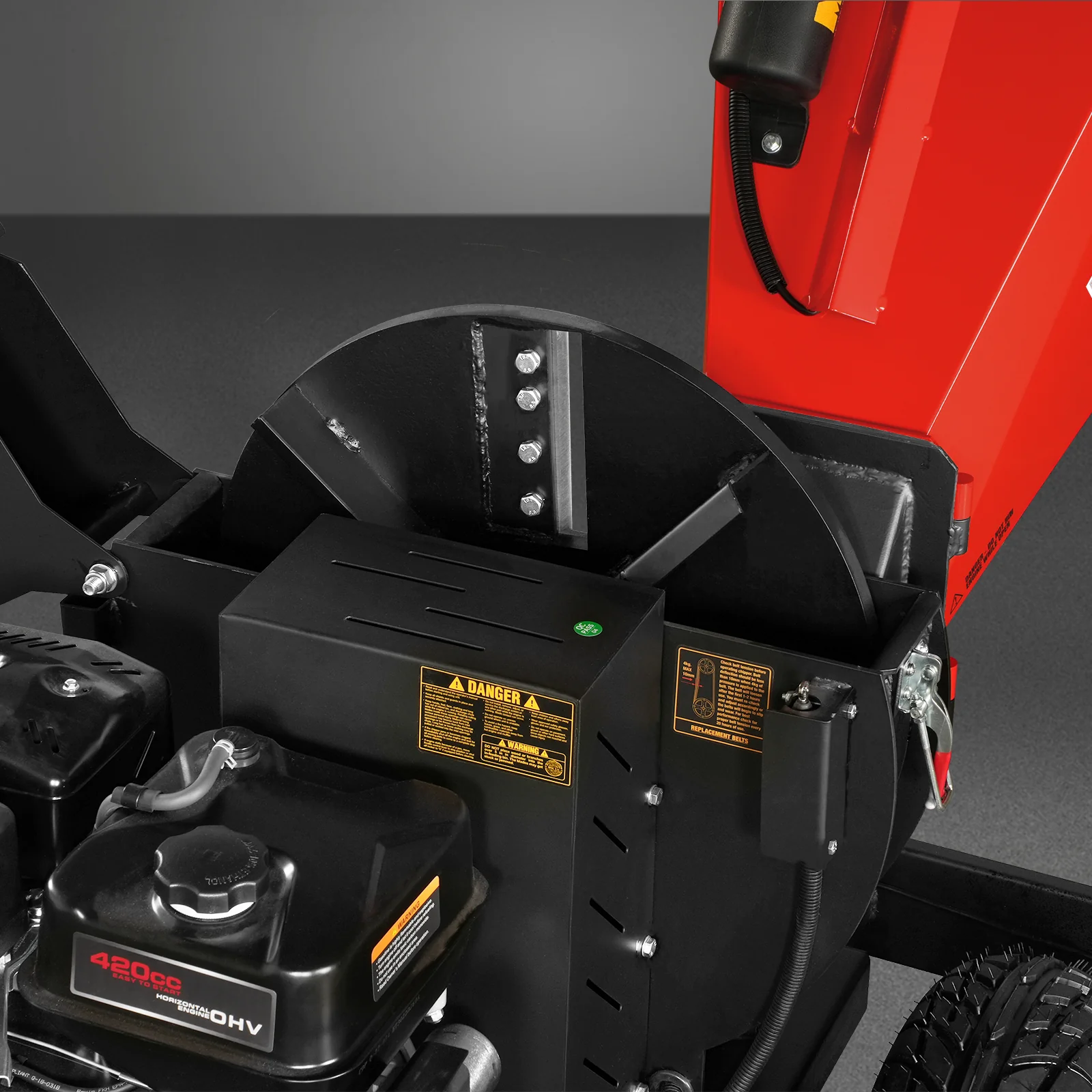 5 inch E-start DUCAR 420cc 15hp Gasoline Engine Powered Disc Wood Chipper with Taillight ,  P4205 - Image 14