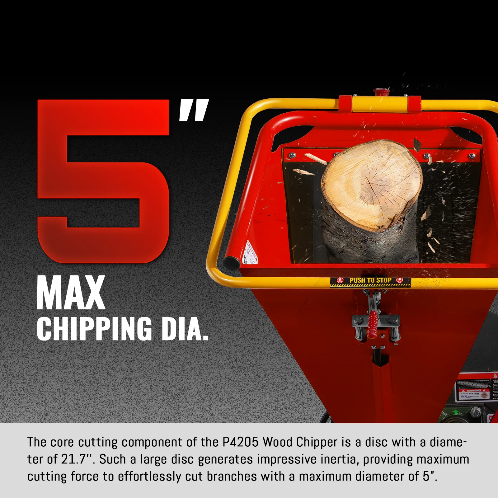 5 inch E-start DUCAR 420cc 15hp Gasoline Engine Powered Disc Wood Chipper with Taillight ,  P4205 - Image 3