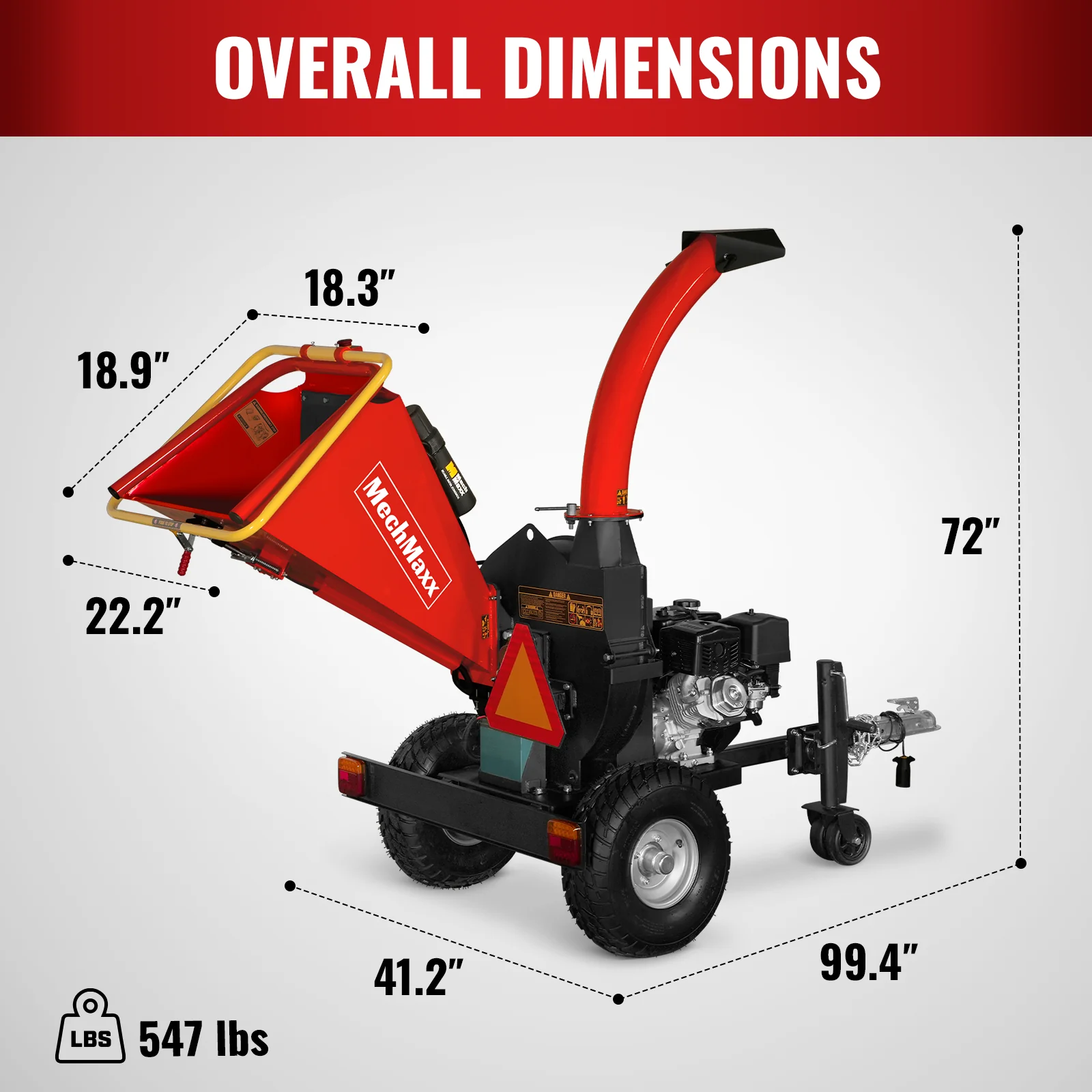 5 inch E-start DUCAR 420cc 15hp Gasoline Engine Powered Disc Wood Chipper with Taillight ,  P4205 - Image 4
