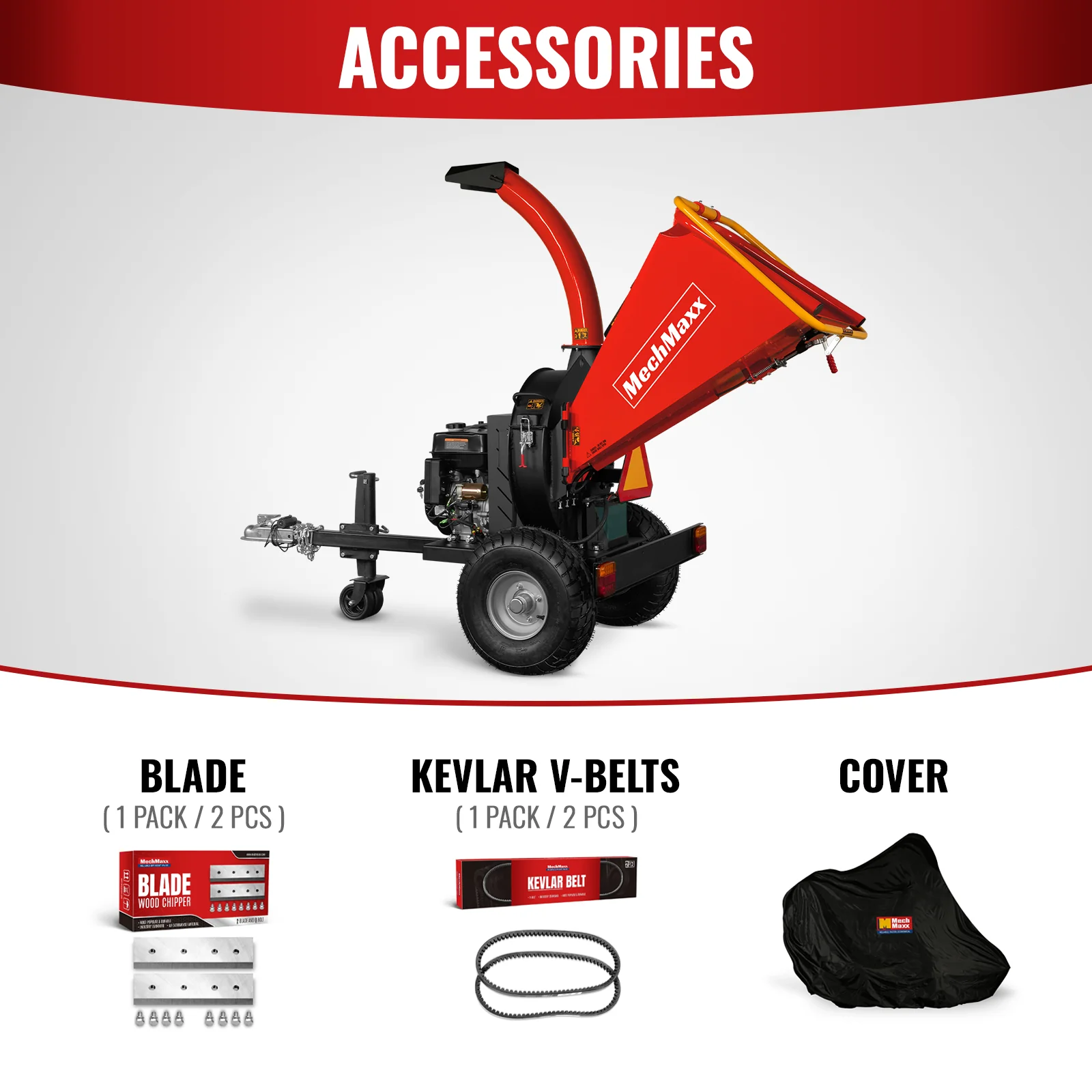 5 inch E-start DUCAR 420cc 15hp Gasoline Engine Powered Disc Wood Chipper with Taillight ,  P4205 - Image 5