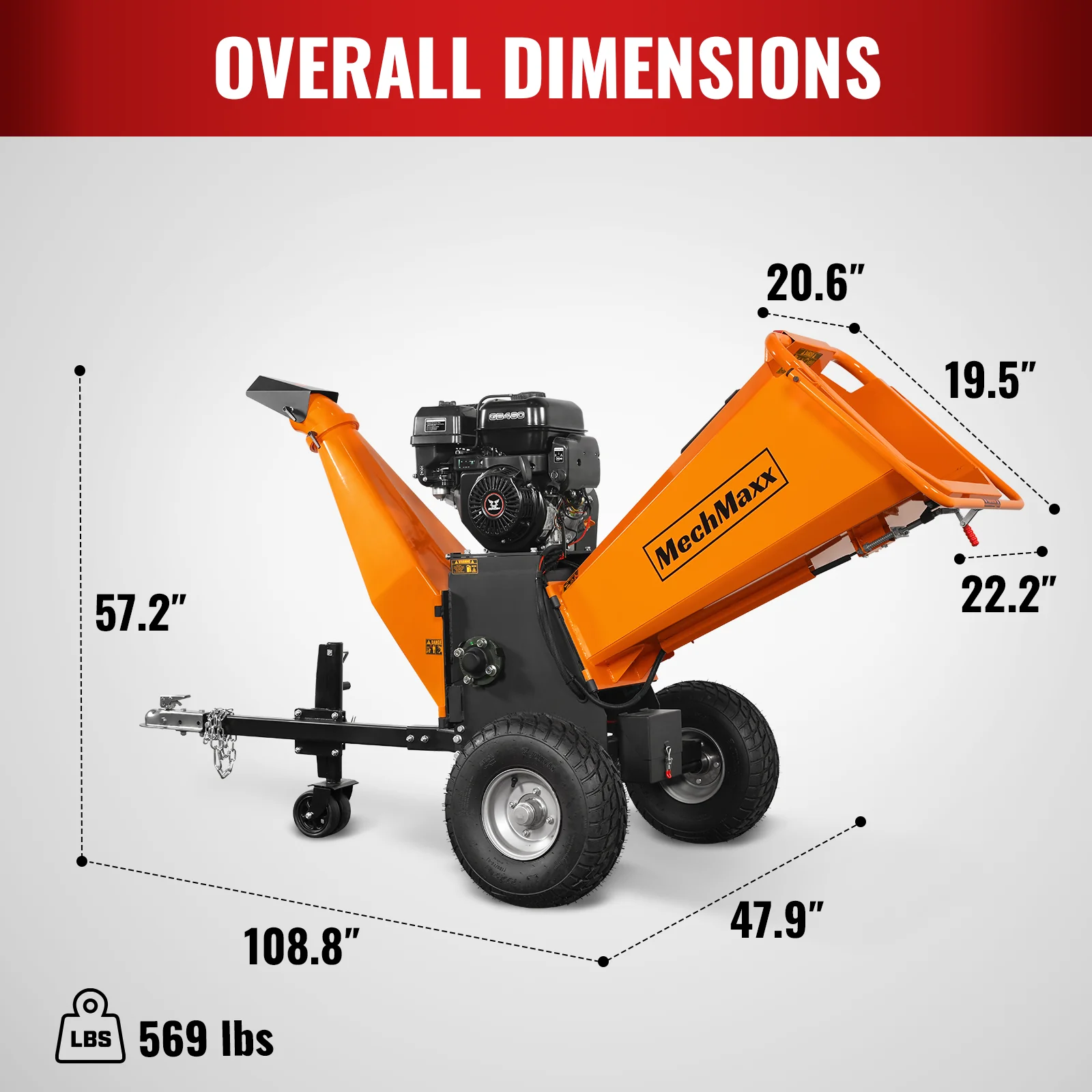 6 inch E-start ZONSEN 459cc 15hp Gasoline Engine Powered Drum Wood Chipper ,  P4206 - Image 4