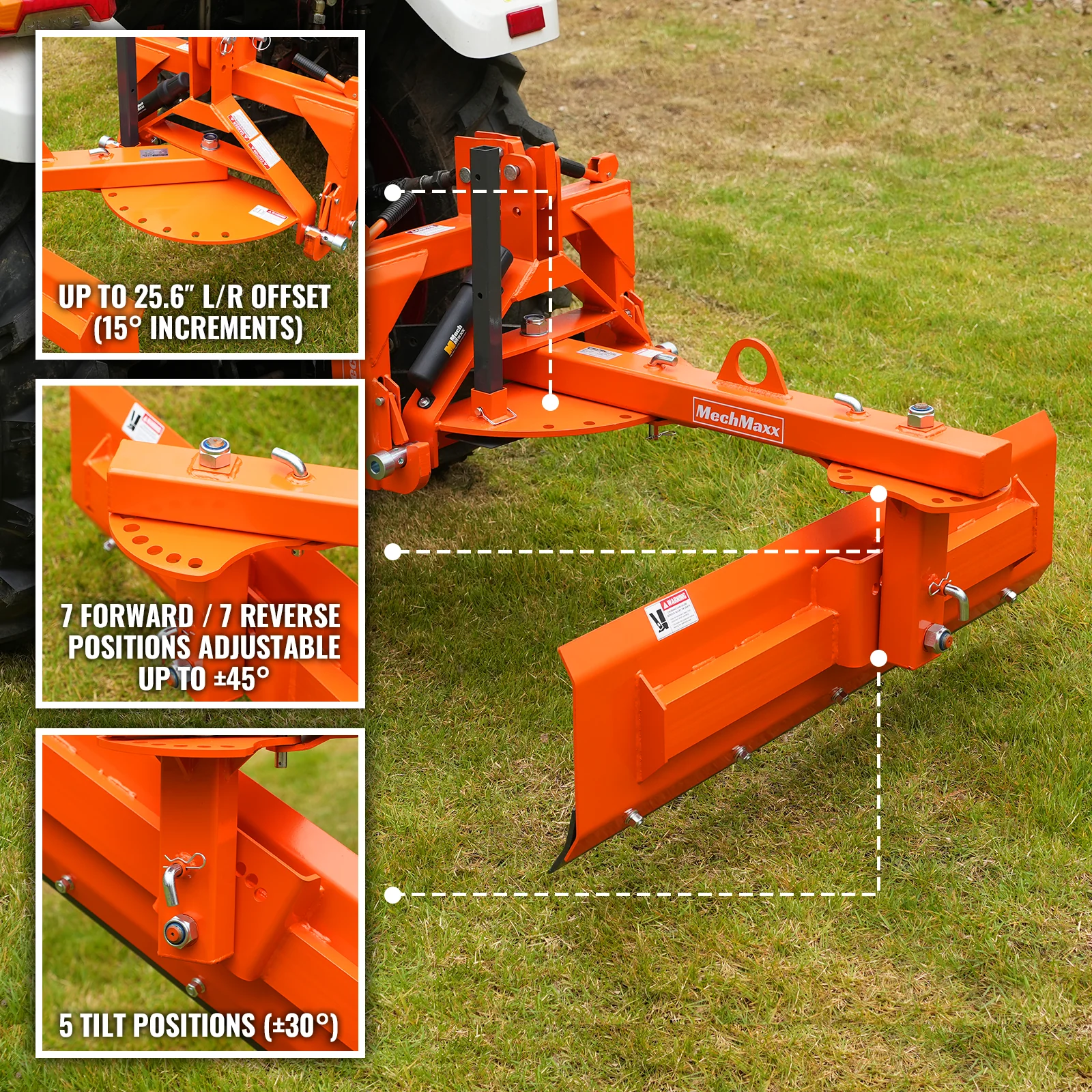 60" 6-Way Rear Blade 3 Point Hitch Tractor Attachment,  RB60S - Image 3