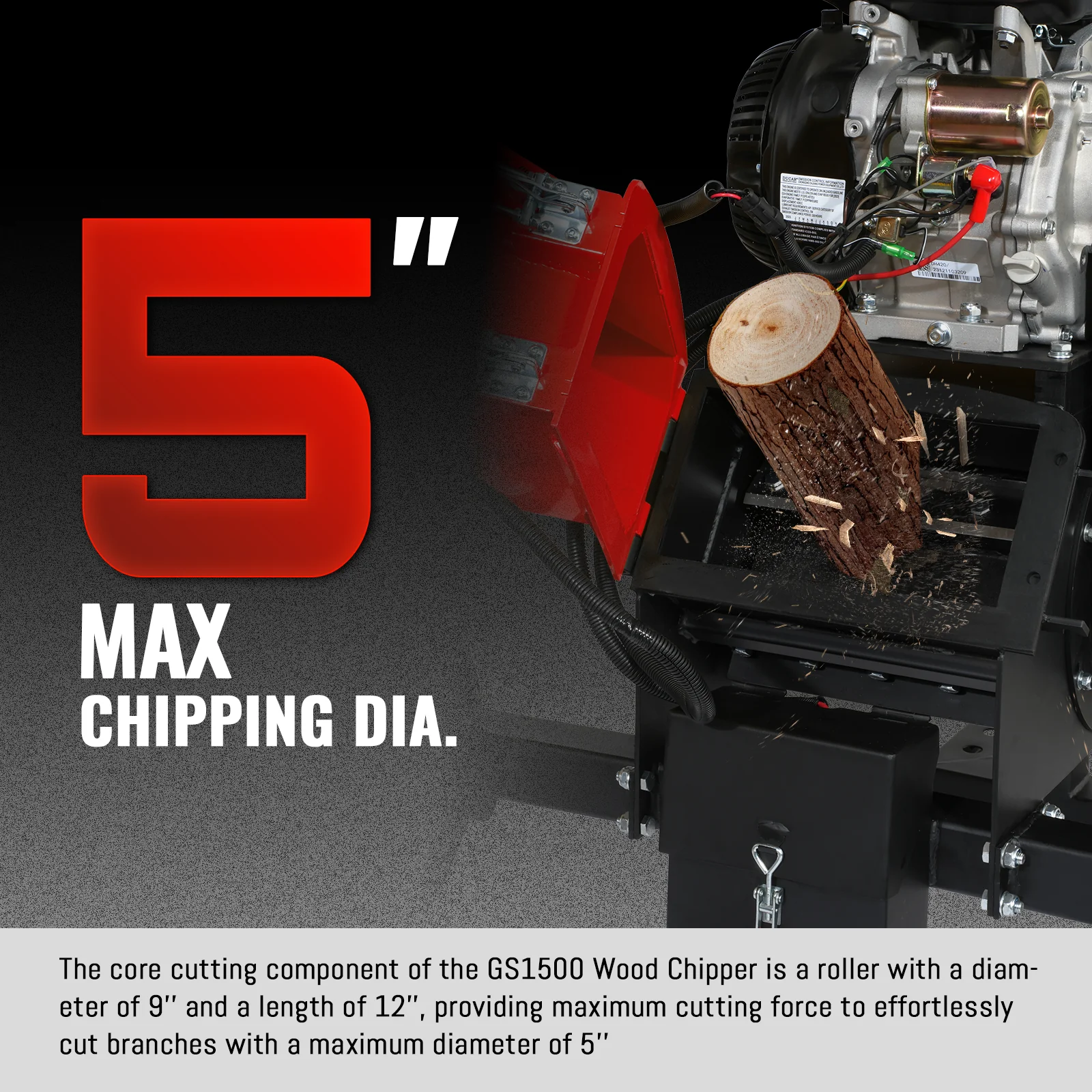 5 inch E-start ZONSEN 459cc Gasoline Engine Powered Wood Chipper ,  GS1500 - Image 10
