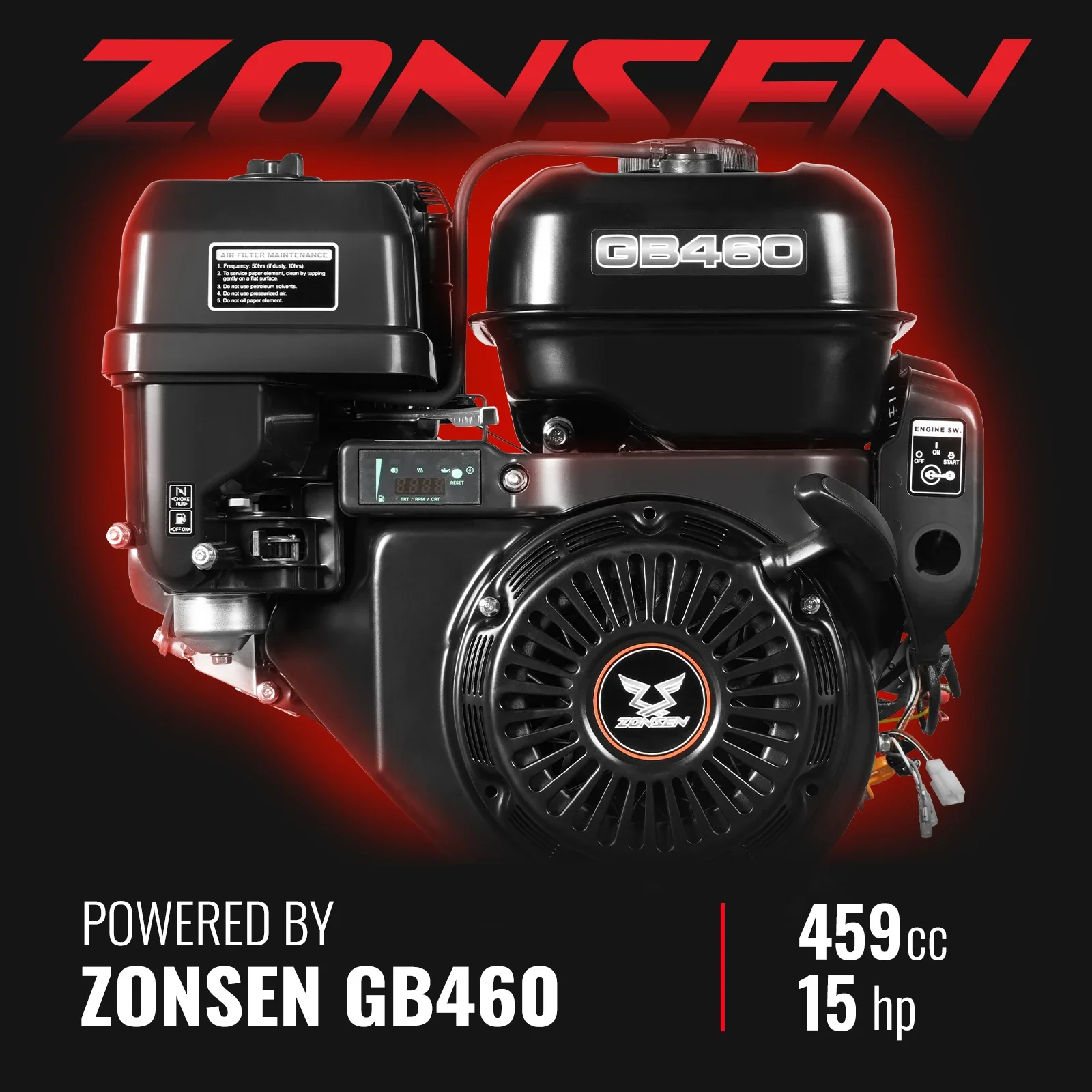 5 inch E-start ZONSEN 459cc Gasoline Engine Powered Wood Chipper ,  GS1500 - Image 6