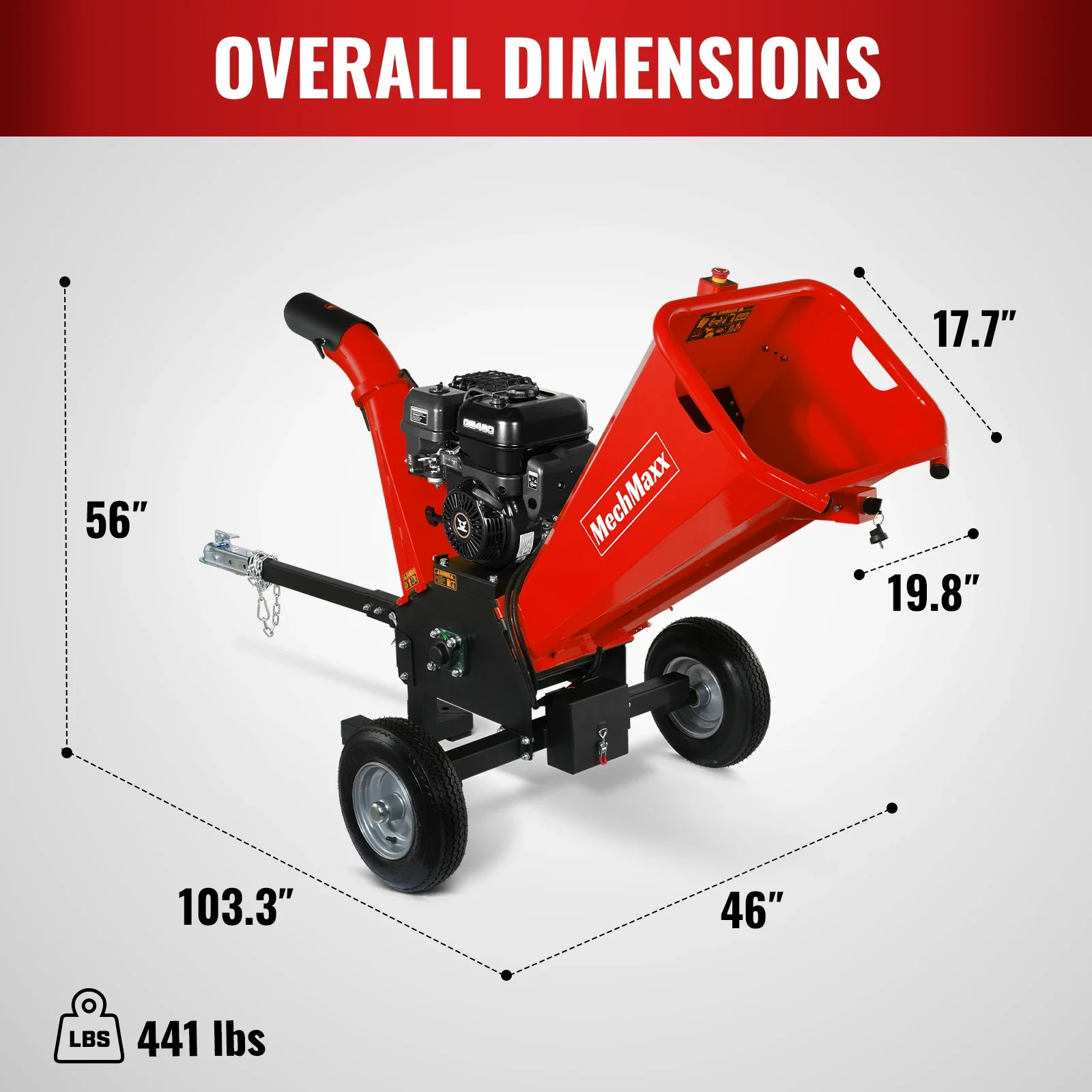 5 inch E-start ZONSEN 459cc Gasoline Engine Powered Wood Chipper ,  GS1500 - Image 7