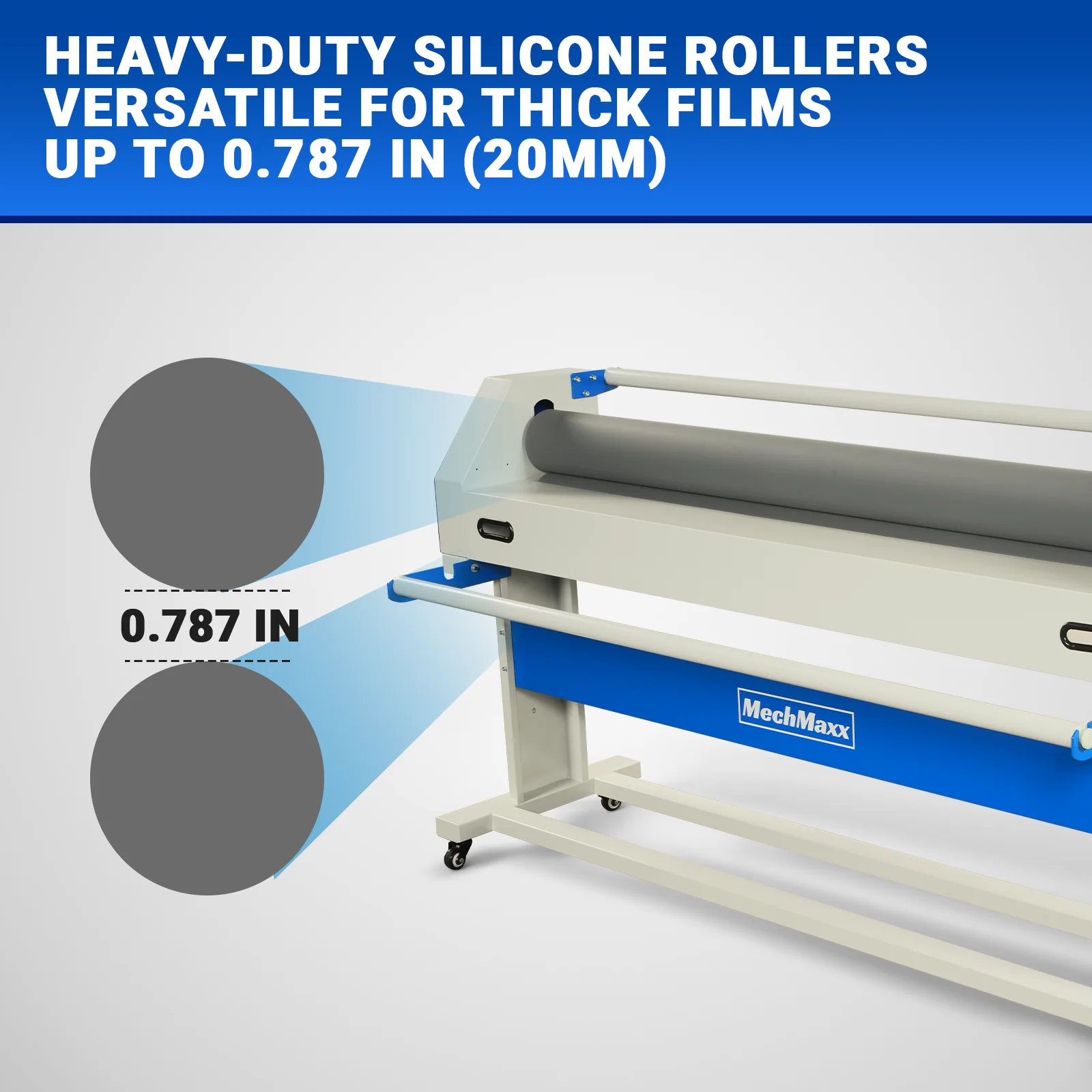63" Wide Format Pneumatic Laminator Manual Cold Laminating Machine 60" Max Laminating Width,Pneumatic Roller Lift & Wear-Resistant Rubber Roller Portable Stand Included, 0.78" Max Thickness (Requires Air Compressor, Not Included) 1600-C1 - Image 5