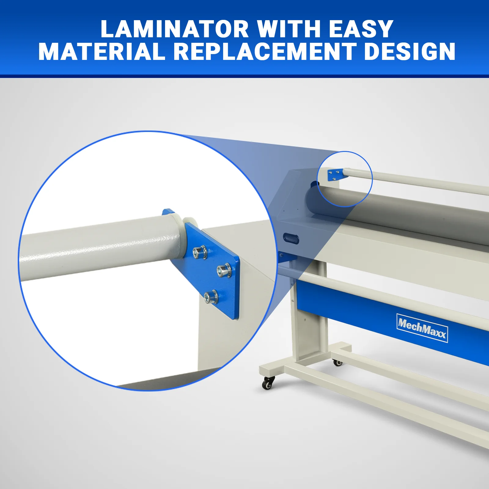 63" Wide Format Pneumatic Laminator Manual Cold Laminating Machine 60" Max Laminating Width,Pneumatic Roller Lift & Wear-Resistant Rubber Roller Portable Stand Included, 0.78" Max Thickness (Requires Air Compressor, Not Included) 1600-C1 - Image 6