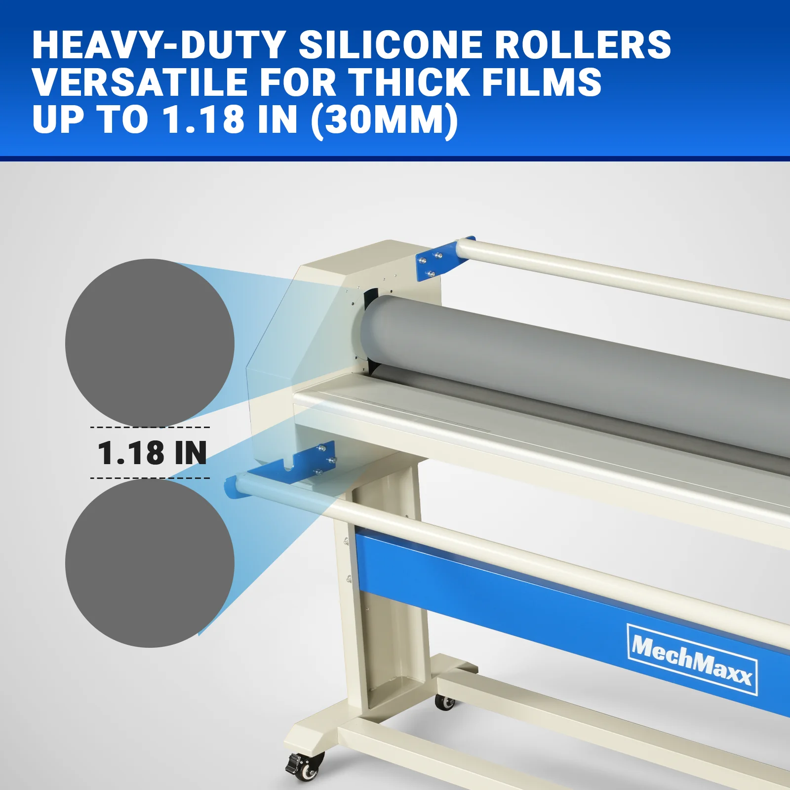 63" Wide Format Pneumatic Laminator Manual Cold Laminating Machine 60" Max Laminating Width,Pneumatic Roller Lift Portable Stand Included, 0.78" Max Thickness (Requires Air Compressor, Not Included) 1600-C2 - Image 5