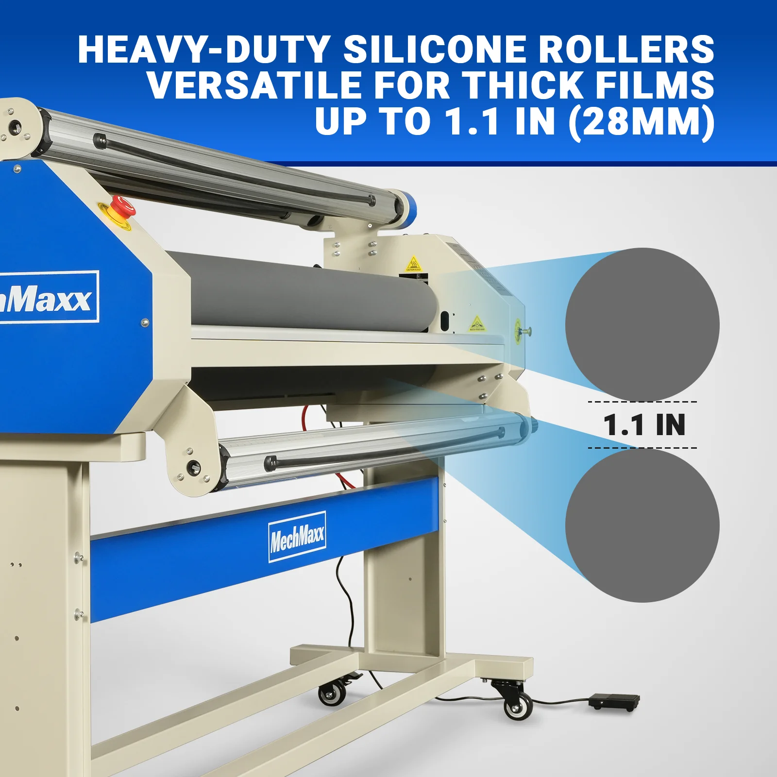 65" Wide Format Full-Auto Cold & Heat Assisted Pneumatic Laminator Machine with 4 Trimmers, Max Speed 40ft/min, 63" Max Width, 1.1" Max Thickness, Infrared Heating, Digital Control Pneumatic Roller Lifting (Requires Air Compressor, Not Included) 1700-B2 - Image 4