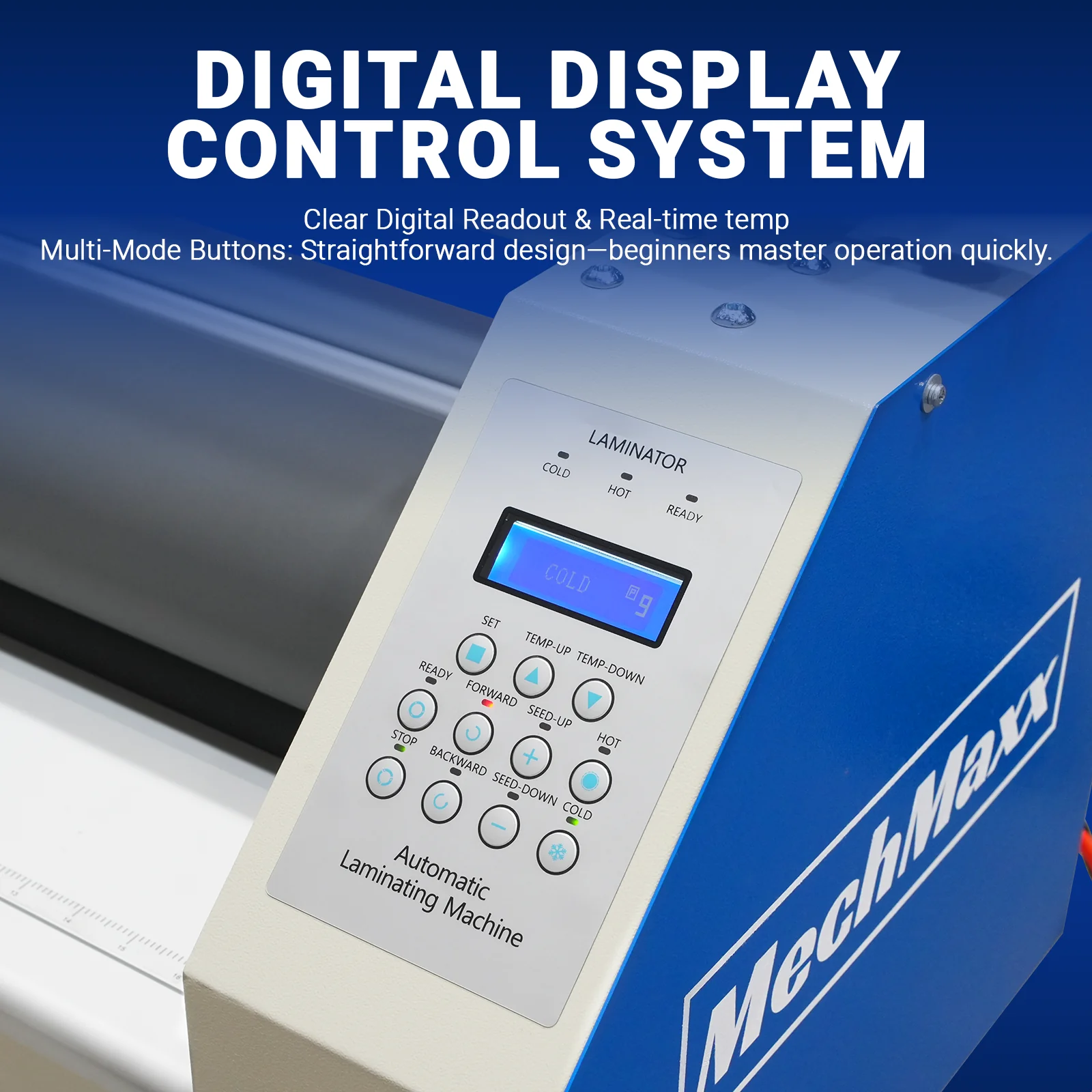 65" Wide Format Full-Auto Cold & Heat Assisted Pneumatic Laminator Machine with 4 Trimmers, Max Speed 40ft/min, 63" Max Width, 1.1" Max Thickness, Infrared Heating, Digital Control Pneumatic Roller Lifting (Requires Air Compressor, Not Included) 1700-B2 - Image 5