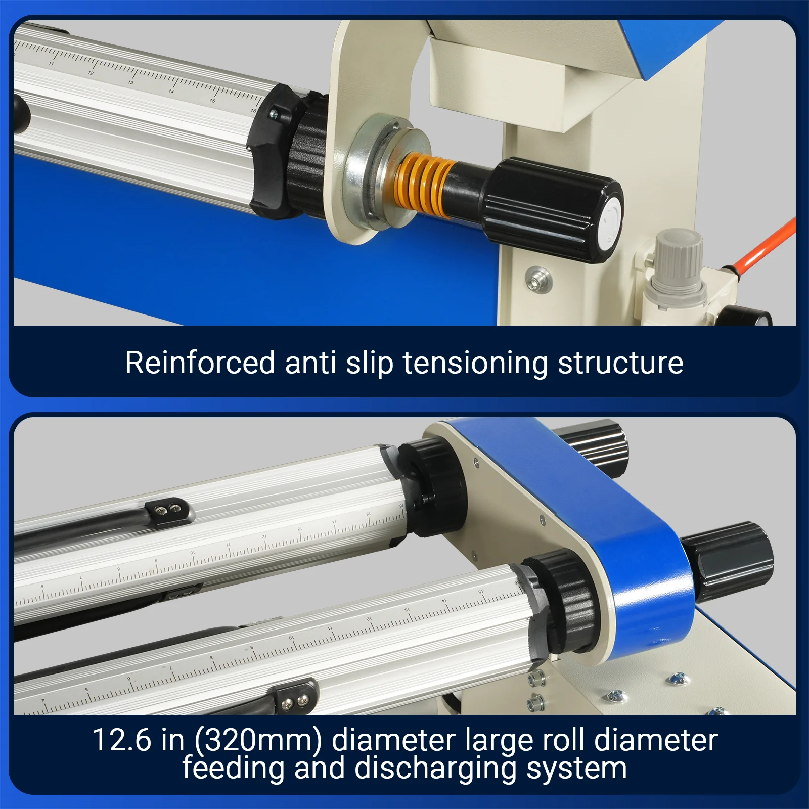 65" Wide Format Full-Auto Cold & Heat Assisted Pneumatic Laminator Machine with 4 Trimmers, Max Speed 40ft/min, 63" Max Width, 1.1" Max Thickness, Infrared Heating, Digital Control Pneumatic Roller Lifting (Requires Air Compressor, Not Included) 1700-B2 - Image 6