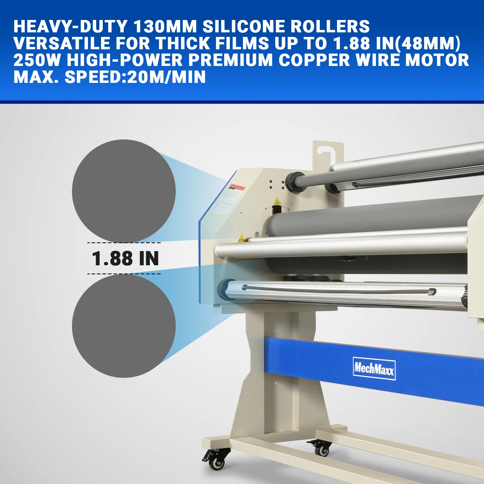67" Wide Format Full - Auto Cold & Heat Assisted Pneumatic Laminator Machine (Model 1700 - A1) with 4 Trimmers, Max Speed 65.6 ft/min, 63" Max Width, 1.88" Max Thickness, Infrared Heating, Digital Control (Requires Air Compressor, Not Included)-1700-A1 - Image 4