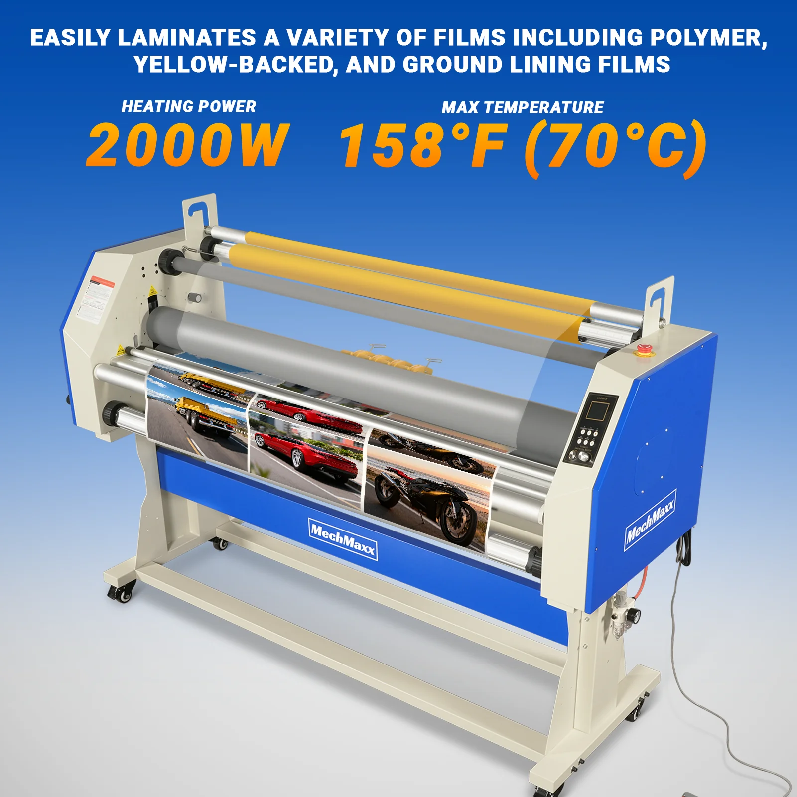 67" Wide Format Full - Auto Cold & Heat Assisted Pneumatic Laminator Machine (Model 1700 - A1) with 4 Trimmers, Max Speed 65.6 ft/min, 63" Max Width, 1.88" Max Thickness, Infrared Heating, Digital Control (Requires Air Compressor, Not Included)-1700-A1 - Image 5