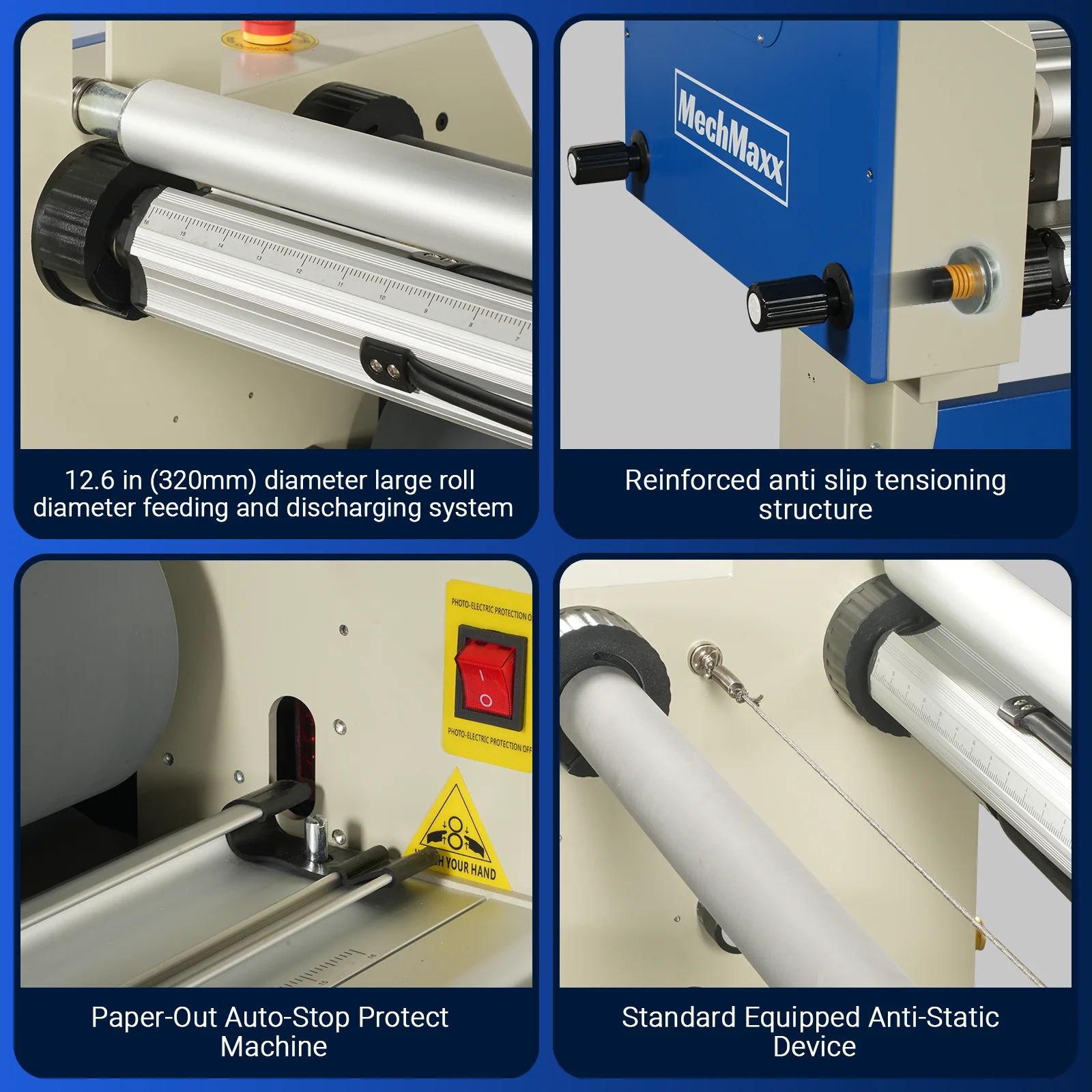 67" Wide Format Full - Auto Cold & Heat Assisted Pneumatic Laminator Machine (Model 1700 - A1) with 4 Trimmers, Max Speed 65.6 ft/min, 63" Max Width, 1.88" Max Thickness, Infrared Heating, Digital Control (Requires Air Compressor, Not Included)-1700-A1 - Image 9