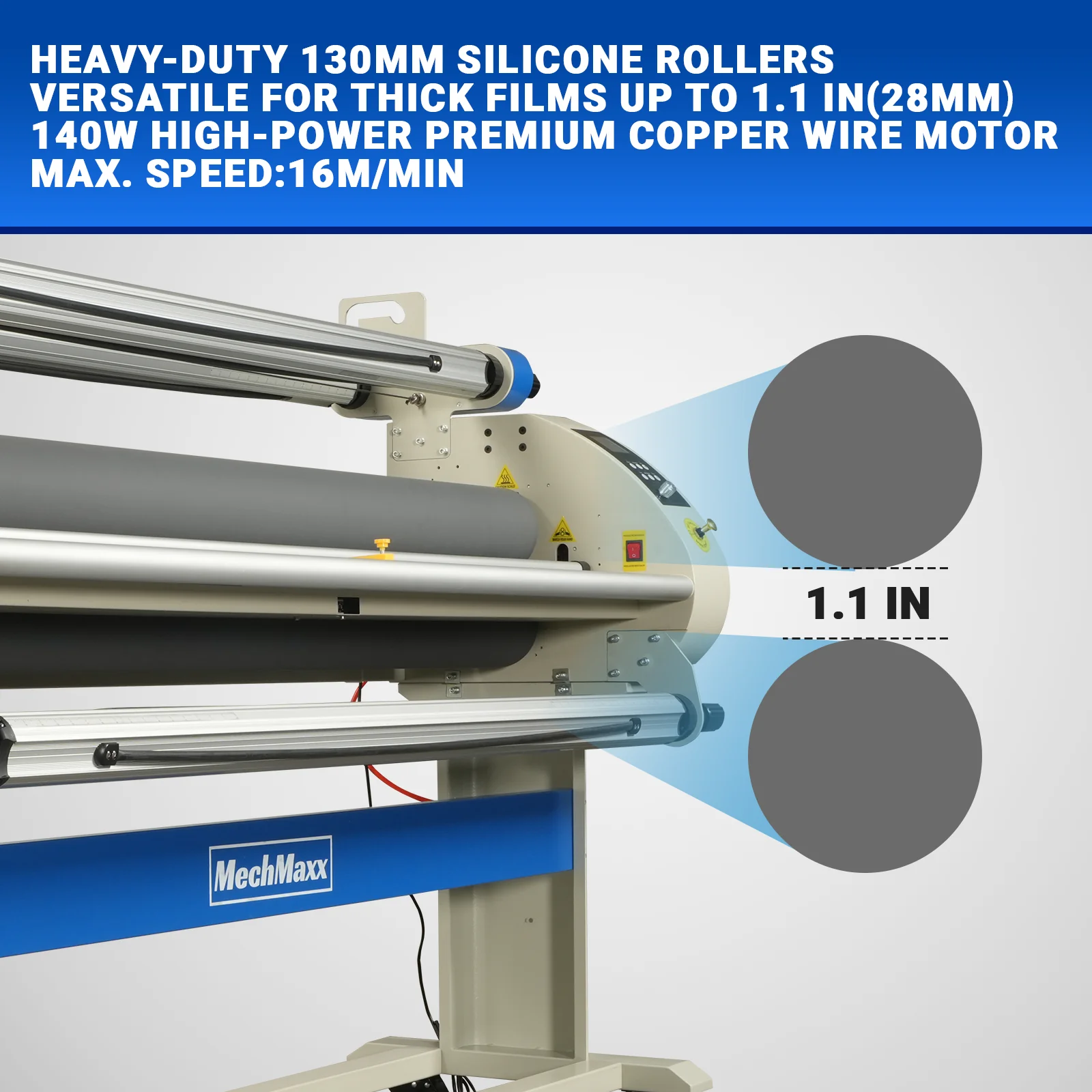 67" Wide Format Full Auto Cold & Heat Assisted Pneumatic Laminator Machine with 4 Trimmers, Max Speed 52.5 ft/min, 63" Max Laminating Width, 1.1" Max Thickness, Infrared Heating, Digital Control (Requires Air Compressor, Not Included)-1700-A3 - Image 6