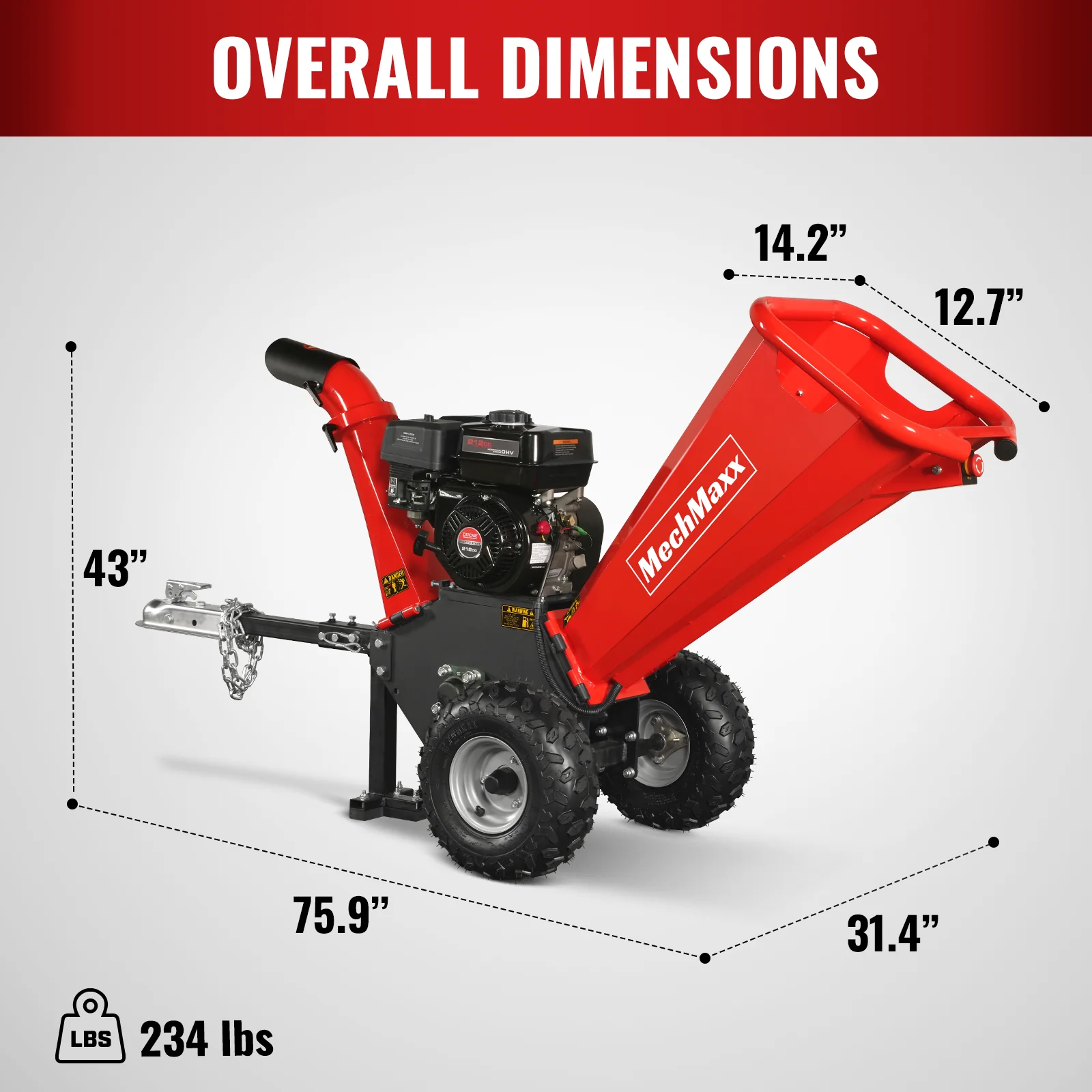 4 inch DUCAR 212cc 7hp Gas Engine Powered Wood Chipper with Towbar,  GS650 - Image 11
