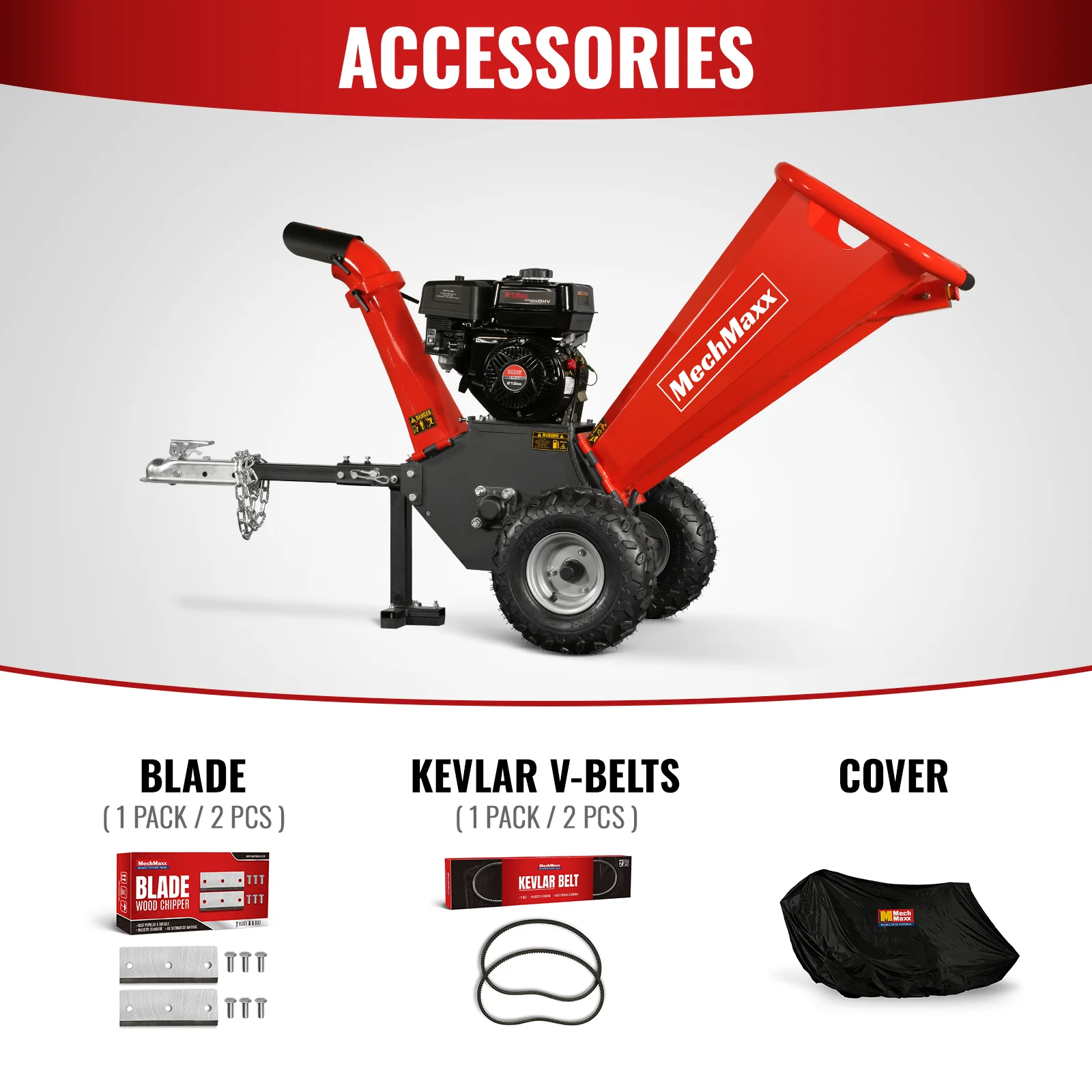 4 inch DUCAR 212cc 7hp Gas Engine Powered Wood Chipper with Towbar,  GS650 - Image 7