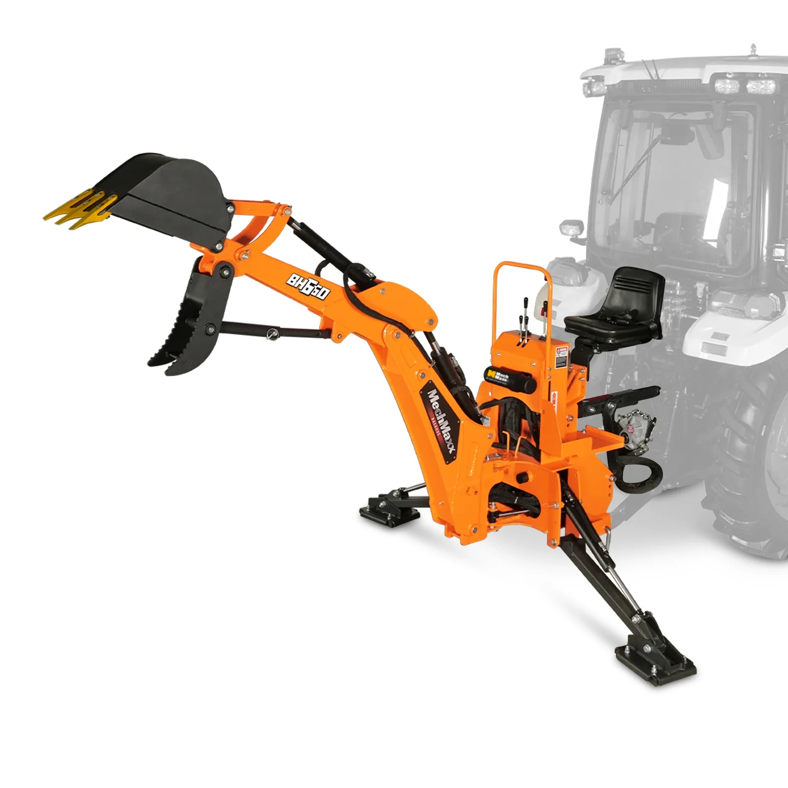 7' Tractor Backhoe Attachment with Mechanical Thumb,  12" Bucket,  ISO/SAE Switchable Controls,  Self-Contained Hydraulic System,  3 Point Hitch Cat.1,  15-50 HP,  BH660M - Image 22