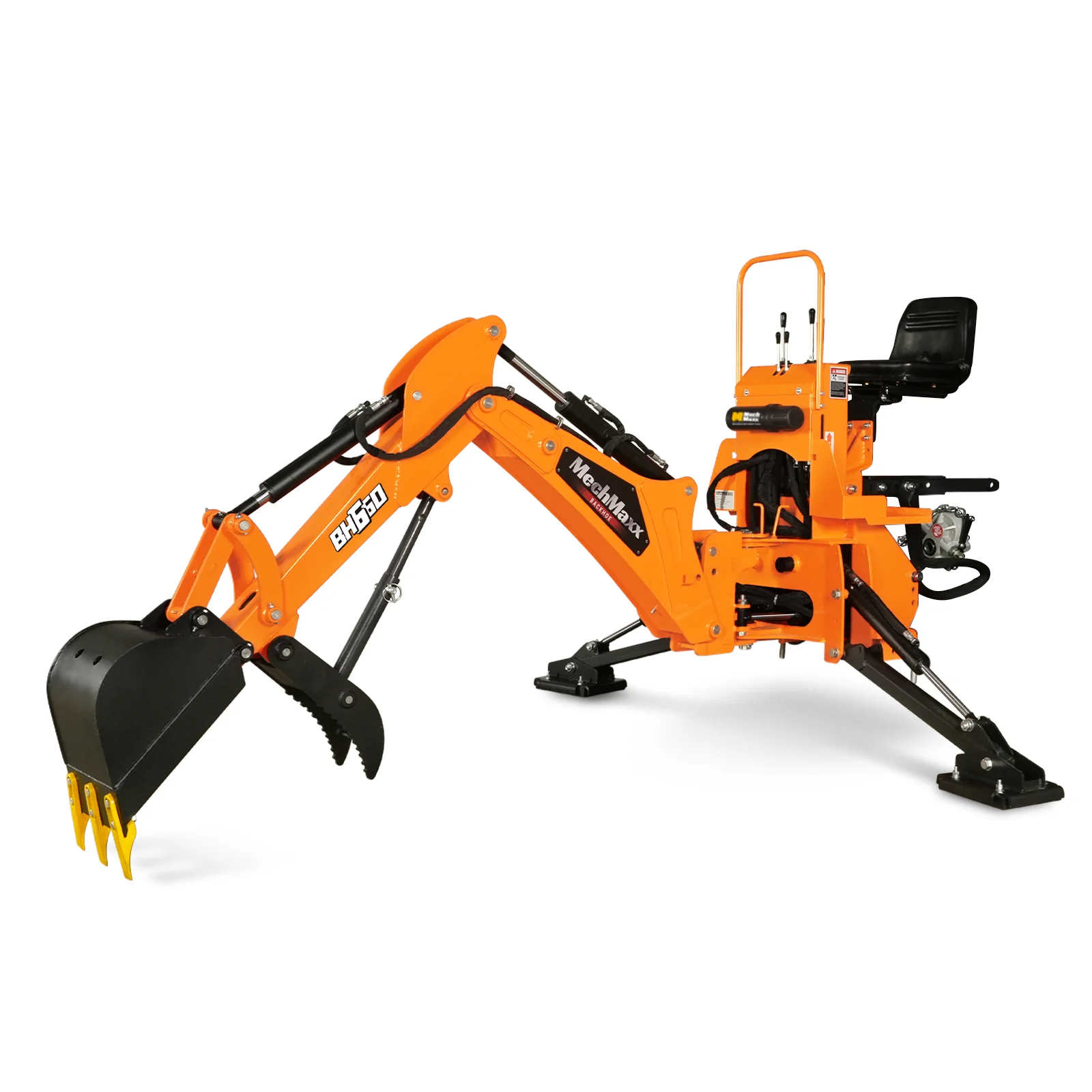 7' Tractor Backhoe Attachment with Mechanical Thumb,  12" Bucket,  ISO/SAE Switchable Controls,  Self-Contained Hydraulic System,  3 Point Hitch Cat.1,  15-50 HP,  BH660M - Image 23