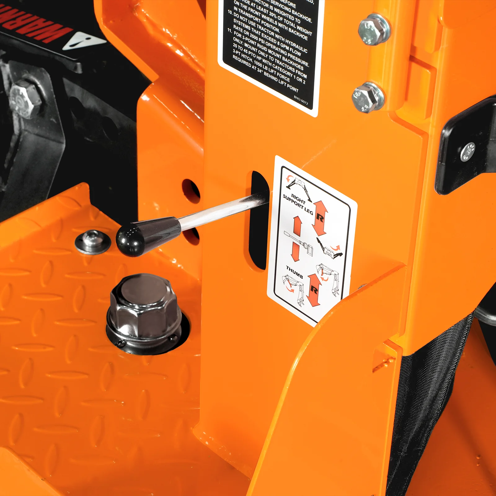 9' Tractor Backhoe Attachment with Hydraulic Thumb,  15" Bucket,  ISO/SAE Switchable Controls,  Self-Contained Hydraulic System,  3 Point Hitch Cat.1 & 2,  25-100 HP,  BH860H - Image 10